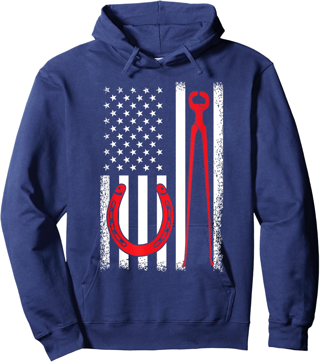 Farrier Patriot USA Flag Funny 4th Of July Horseshoeing Gift Women Girls Kids Men Hoodie - Hoodie | Navy