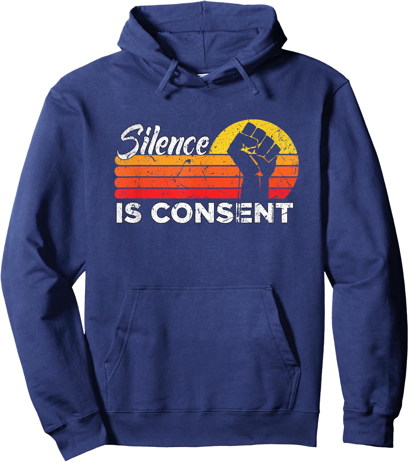 Silence is Consent Racism Equals Death Rights White Vintage Hoodie - Hoodie | Navy