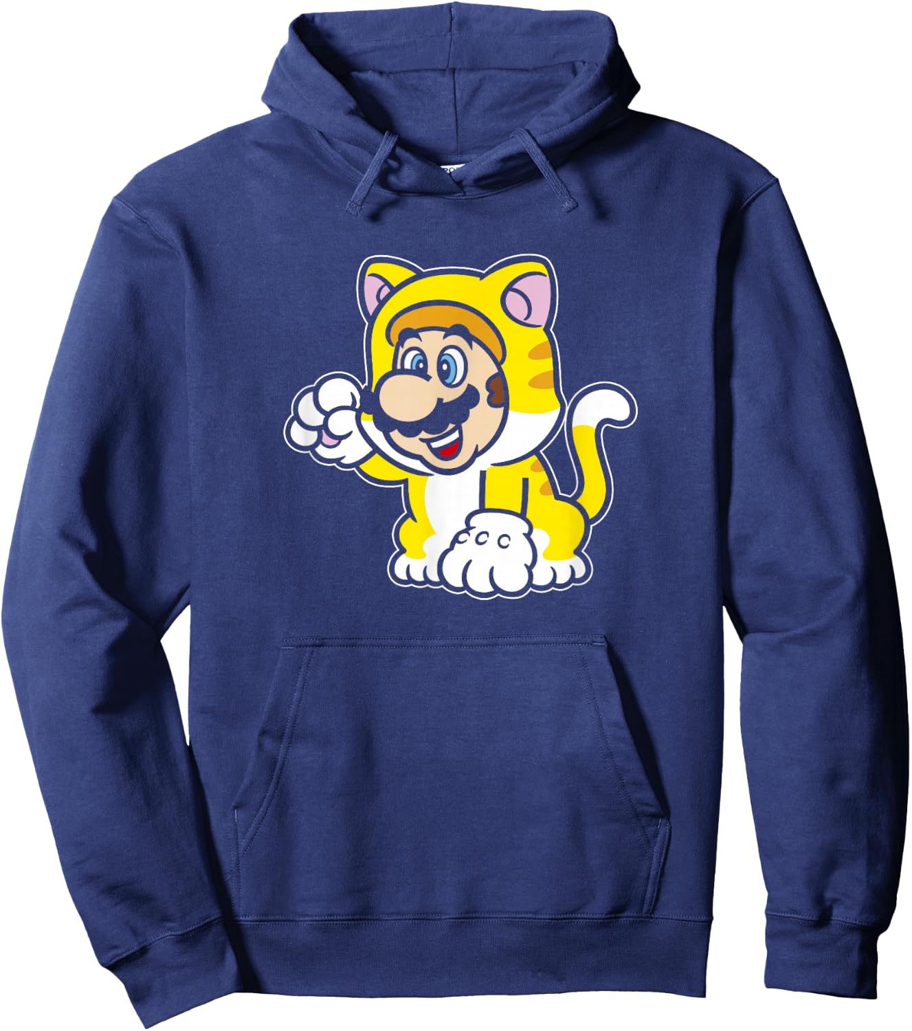 Super Mario 3D World Bowser's Fury Cat Mario Vintage Logo Hoodie - Hoodie | Navy