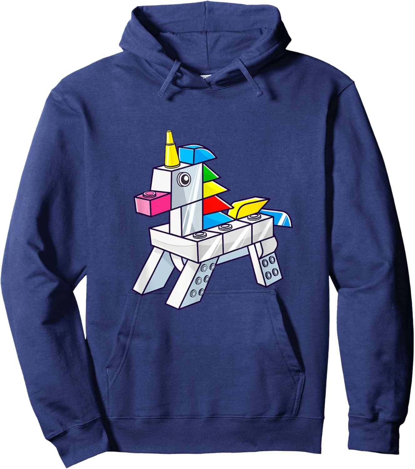 Unicorn Rainbow Master Builder Building Blocks Girls Kids Hoodie - Hoodie | Navy