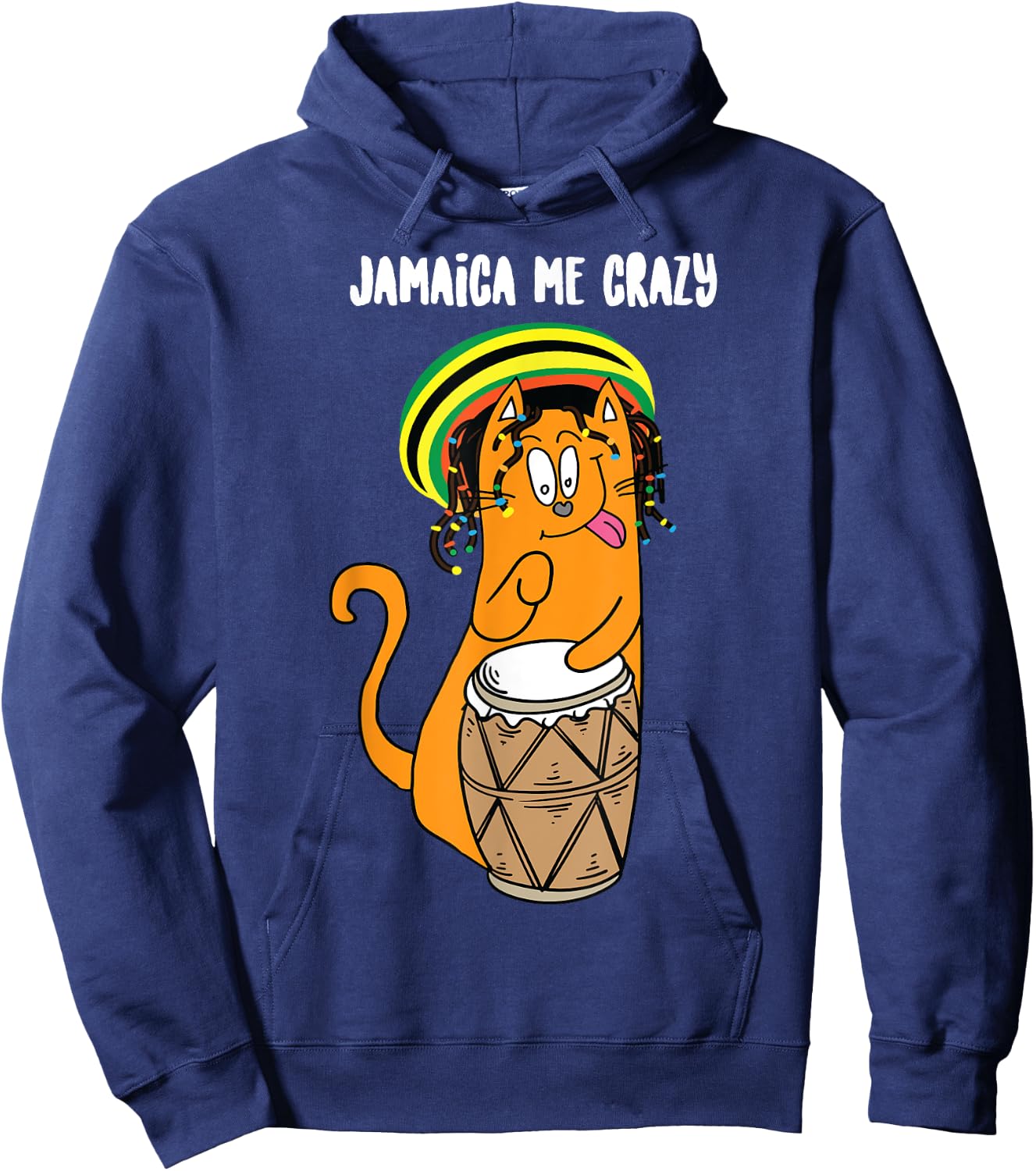 Funny Jamaica Me Crazy | Cute Jamaican Reggae Cat Gift Lover Women Girls Kids Hoodie - Hoodie | Navy