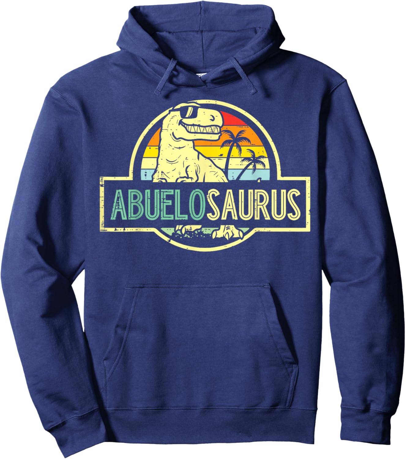 Fathers Day Dinosaur Abuelo Saurus Spanish Grandpa Trex Papa Hoodie - Hoodie | Navy