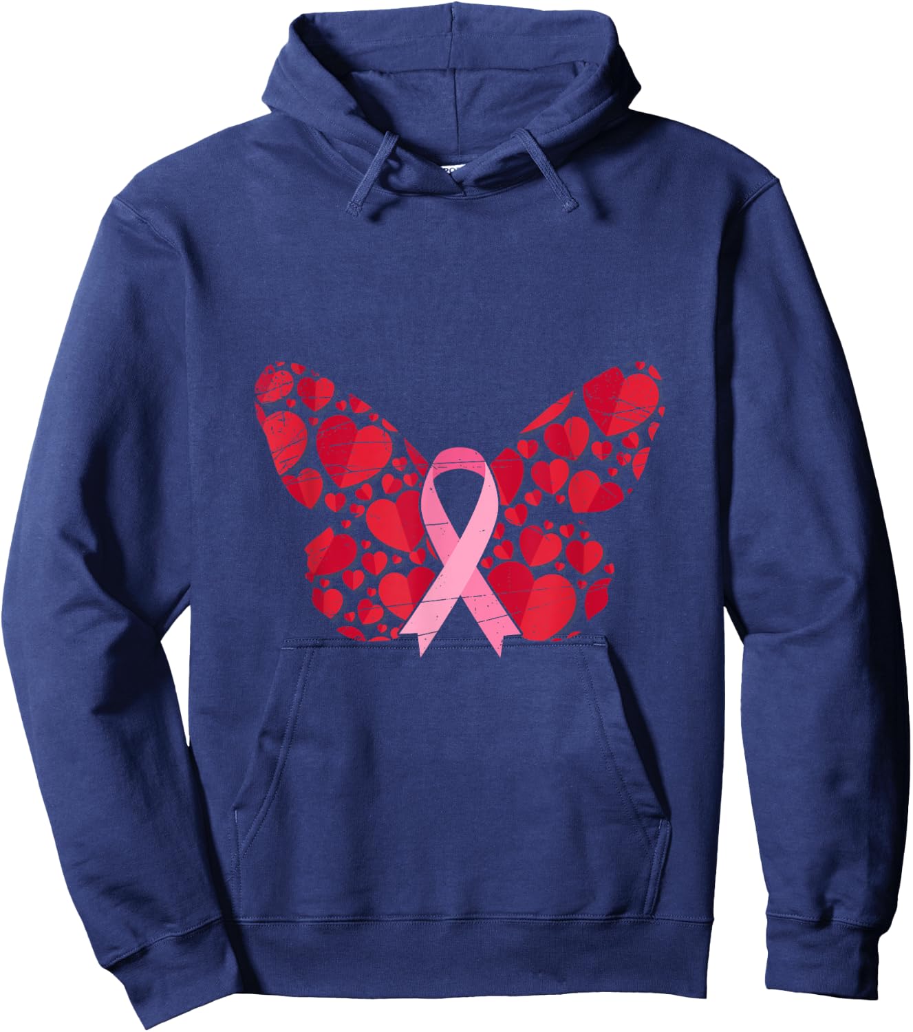Cancer Survivor Butterfly Women Gift Breast Cancer Awareness Hoodie - Hoodie | Navy