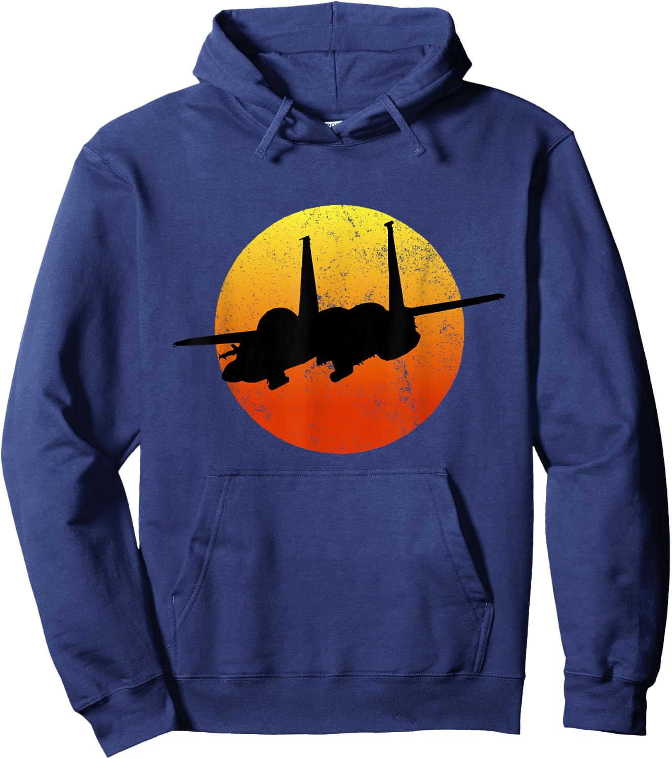 F-15 Eagle Silhouette Retro Sunset Jet Flies F15 Hoodie - Hoodie | Navy