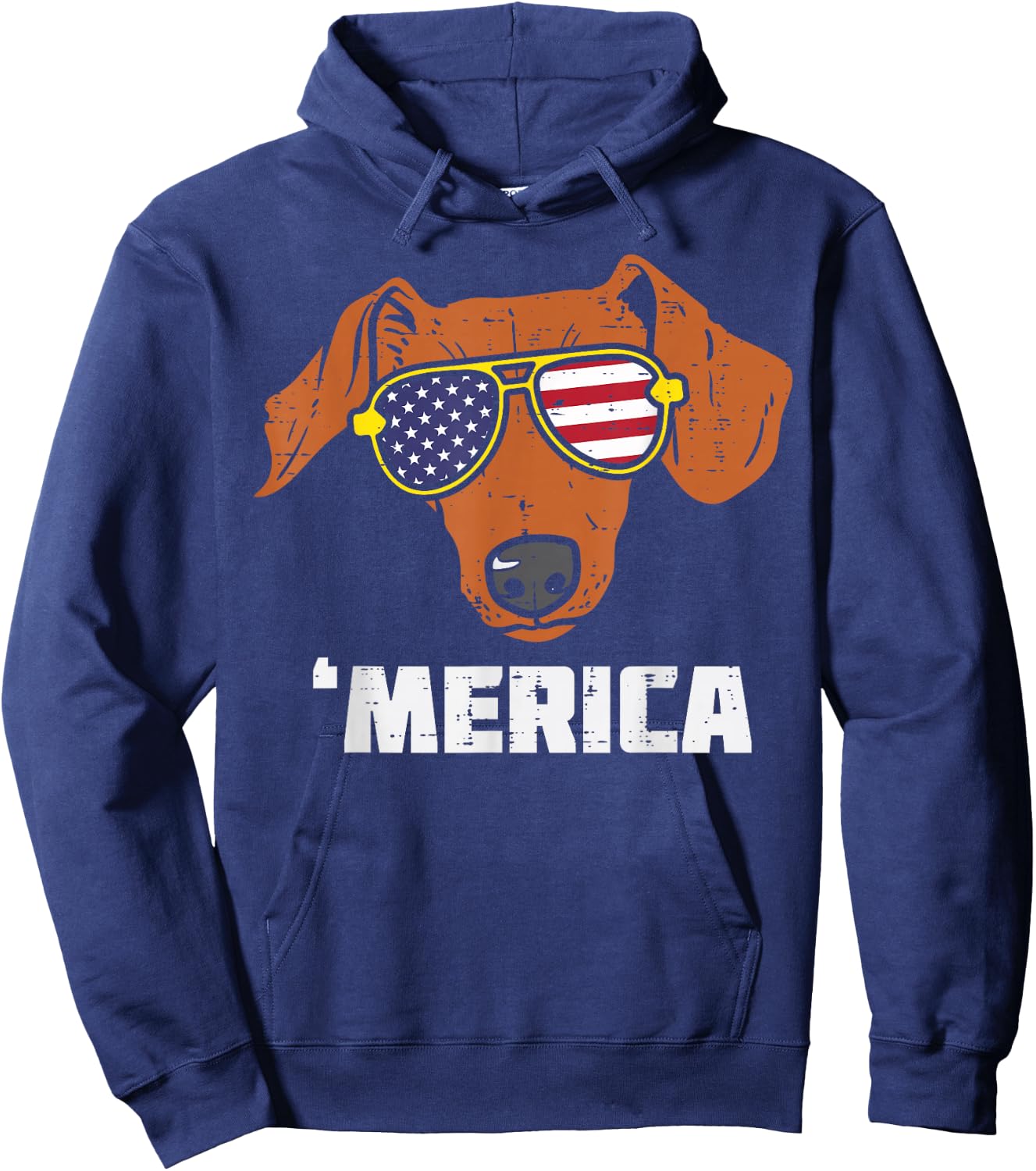 Dachshund Wiener American USA Flag 4th Of July Fourth Dog Hoodie - Hoodie | Navy
