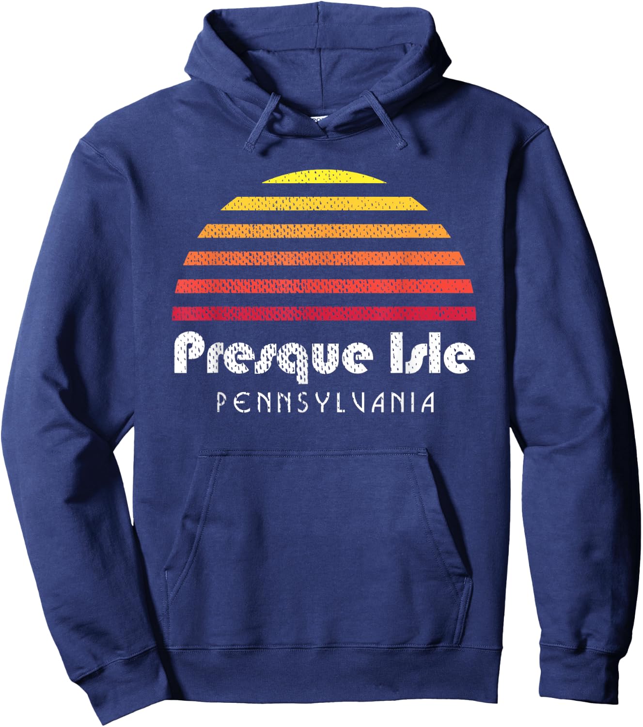 Presque Isle Erie Pa Sunset Retro Hoodie - Hoodie | Navy