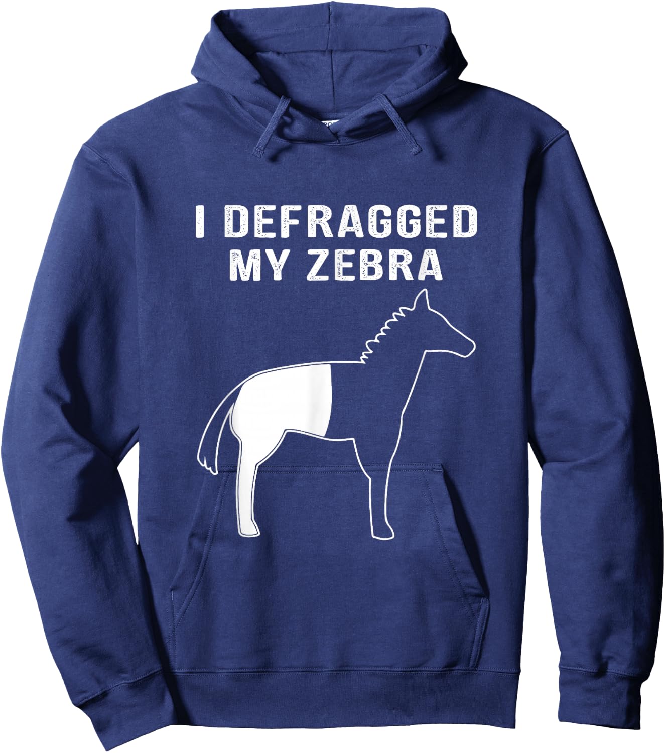 I Defragged My Zebra, Funny Computer Nerd Computer Geek Hoodie - Hoodie | Navy