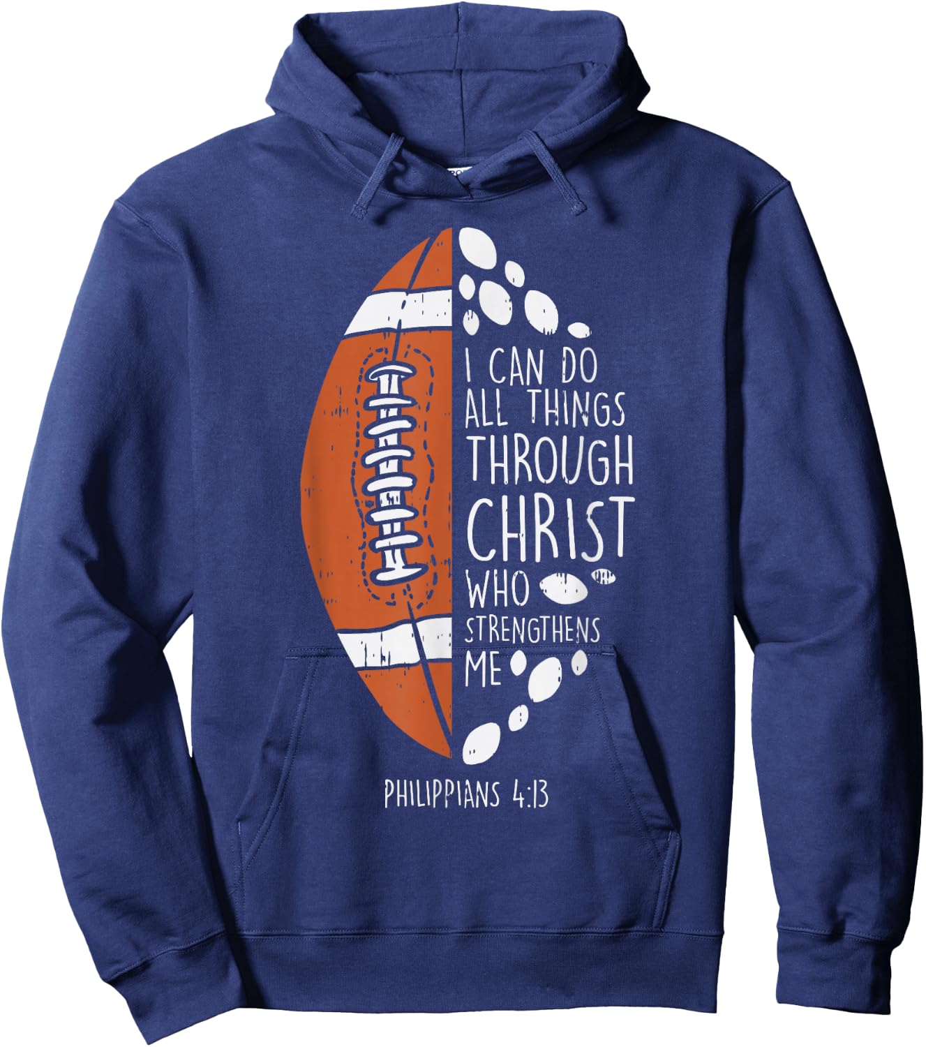 American Football i can do things Bible God Jesus Christian Hoodie - Hoodie | Navy
