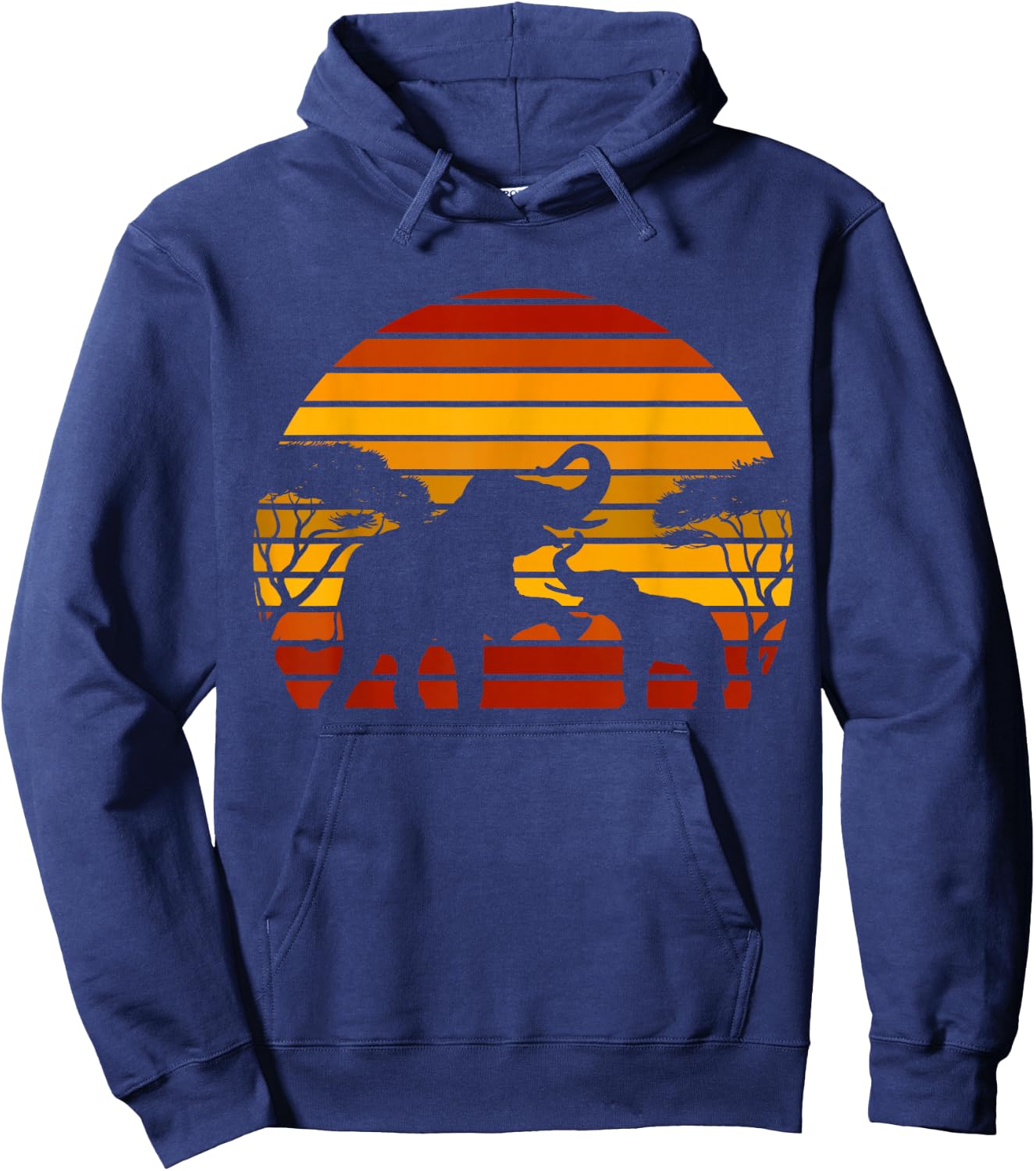 Retro Africa Savannah Zoo Animal Gift Animal Motif Elephant Hoodie - Hoodie | Navy