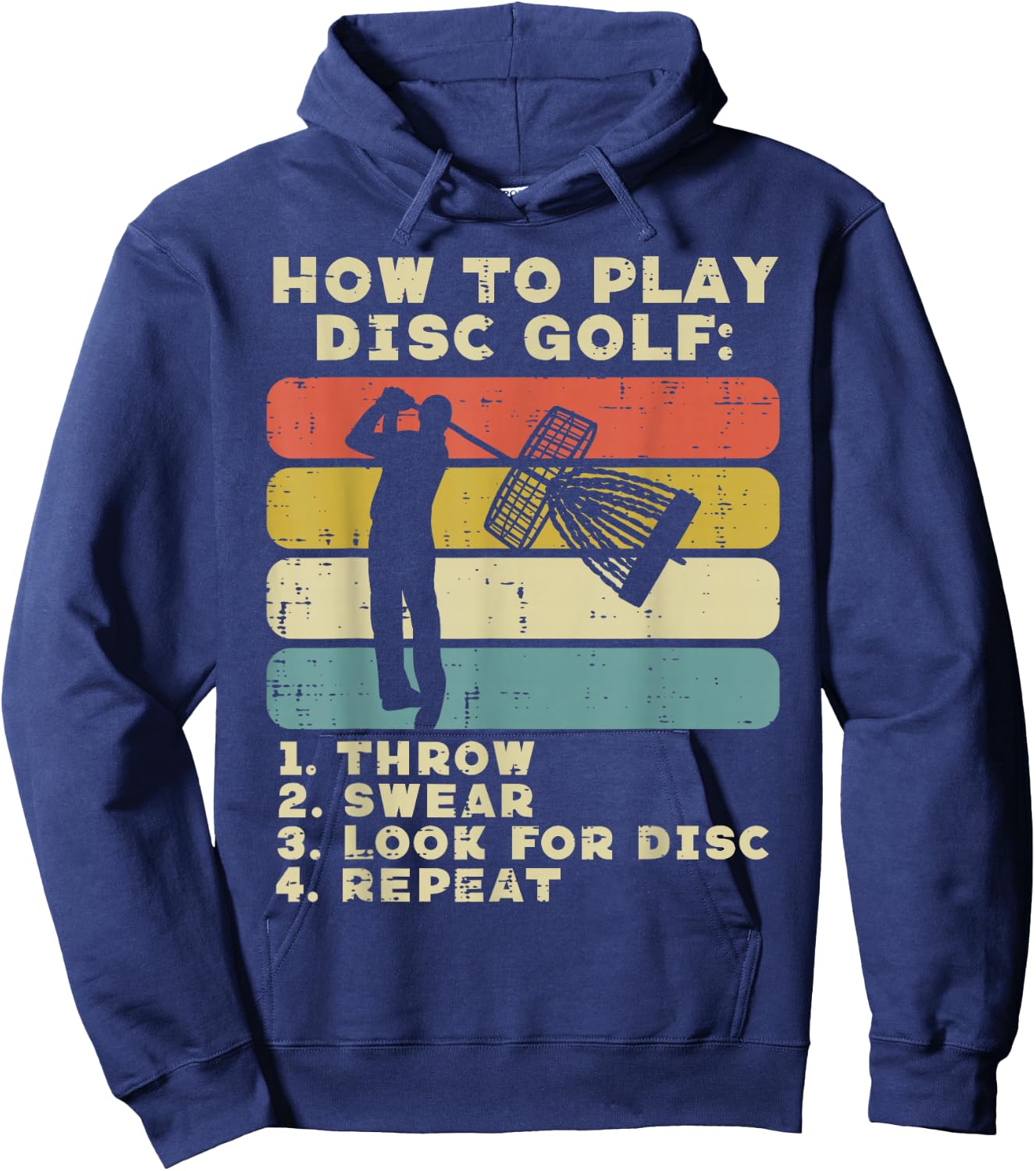 How To Play Disc Golf Sunset Retro Frisbee Golfing Golfer Hoodie - Hoodie | Navy
