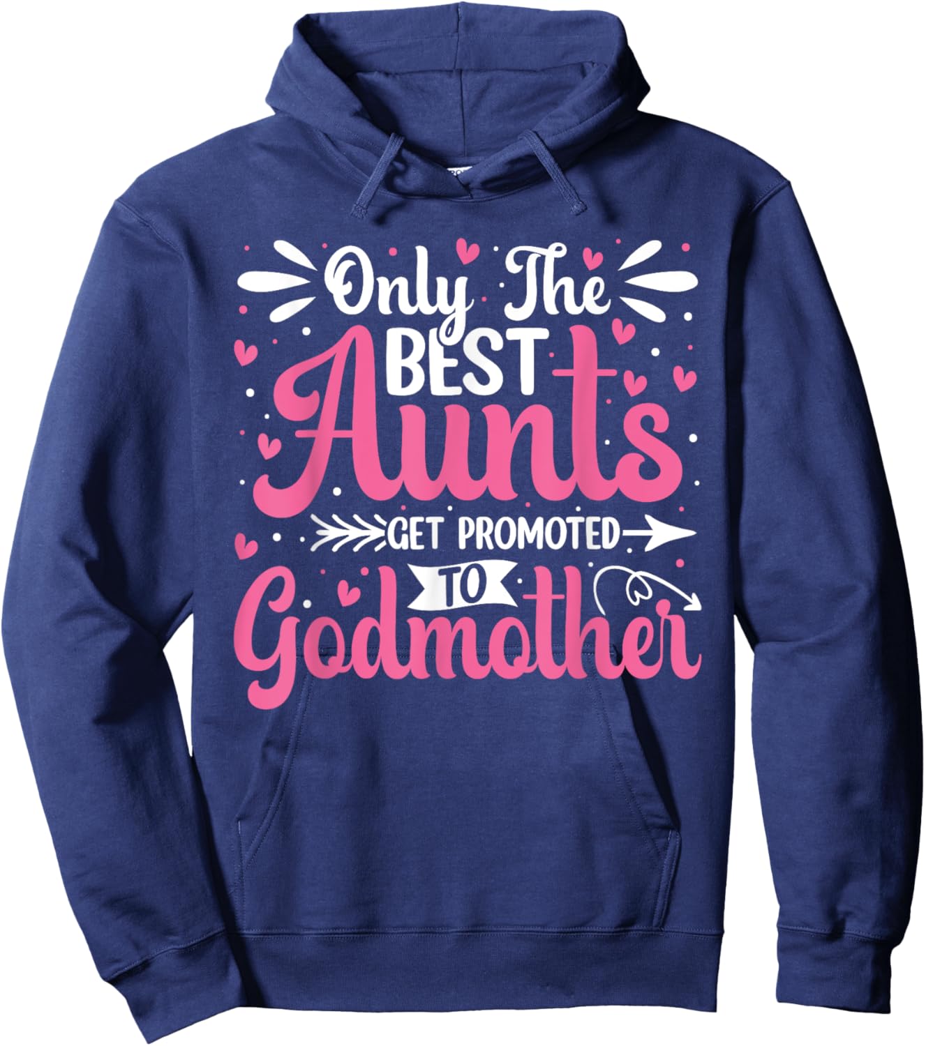Only The Best Aunts Get Promoted To Godmother Groovy Heart Hoodie - Hoodie | Navy