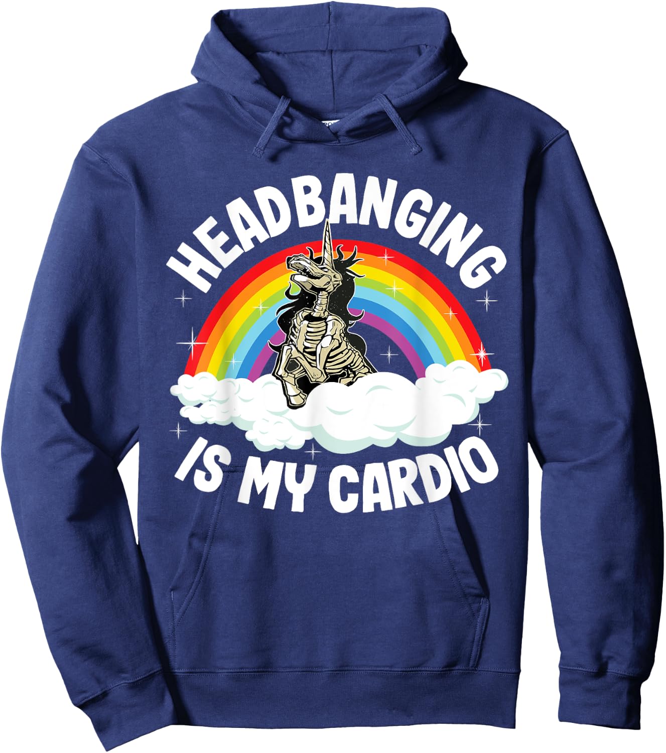 Headbanging Is My Cardio Funny Heavy Metal Unicorn Hoodie - Hoodie | Navy