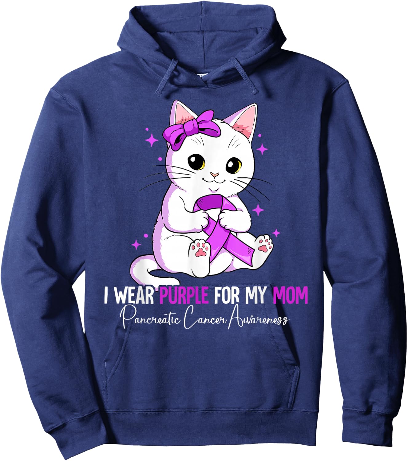 I Wear Purple For My Mom Pancreatic Cancer Awareness Hoodie - Hoodie | Navy
