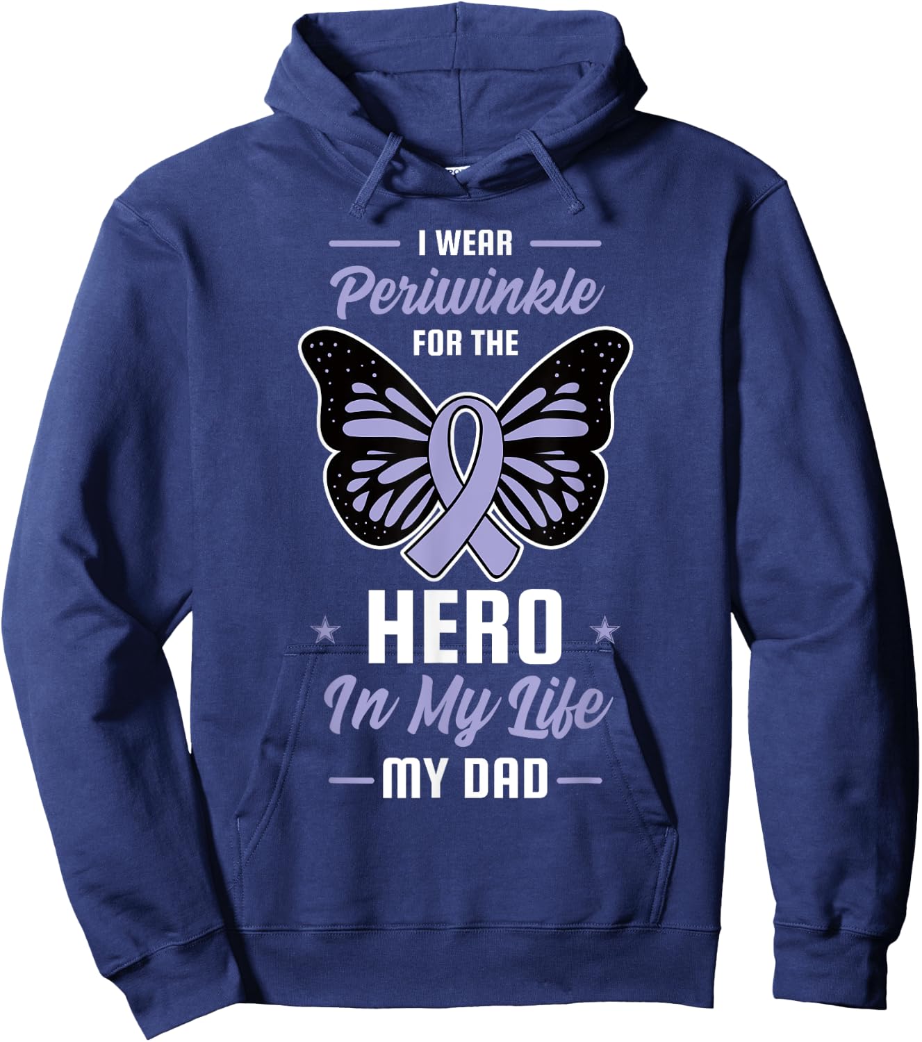 Stomach Cancer Awareness Periwinkle Ribbon Hero Dad Gift Hoodie - Hoodie | Navy