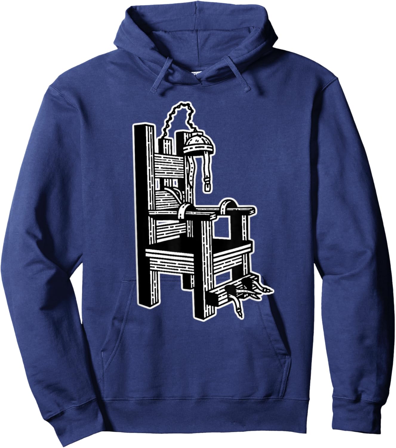 Electric Chair Blackwork Minimal Hoodie - Hoodie | Navy
