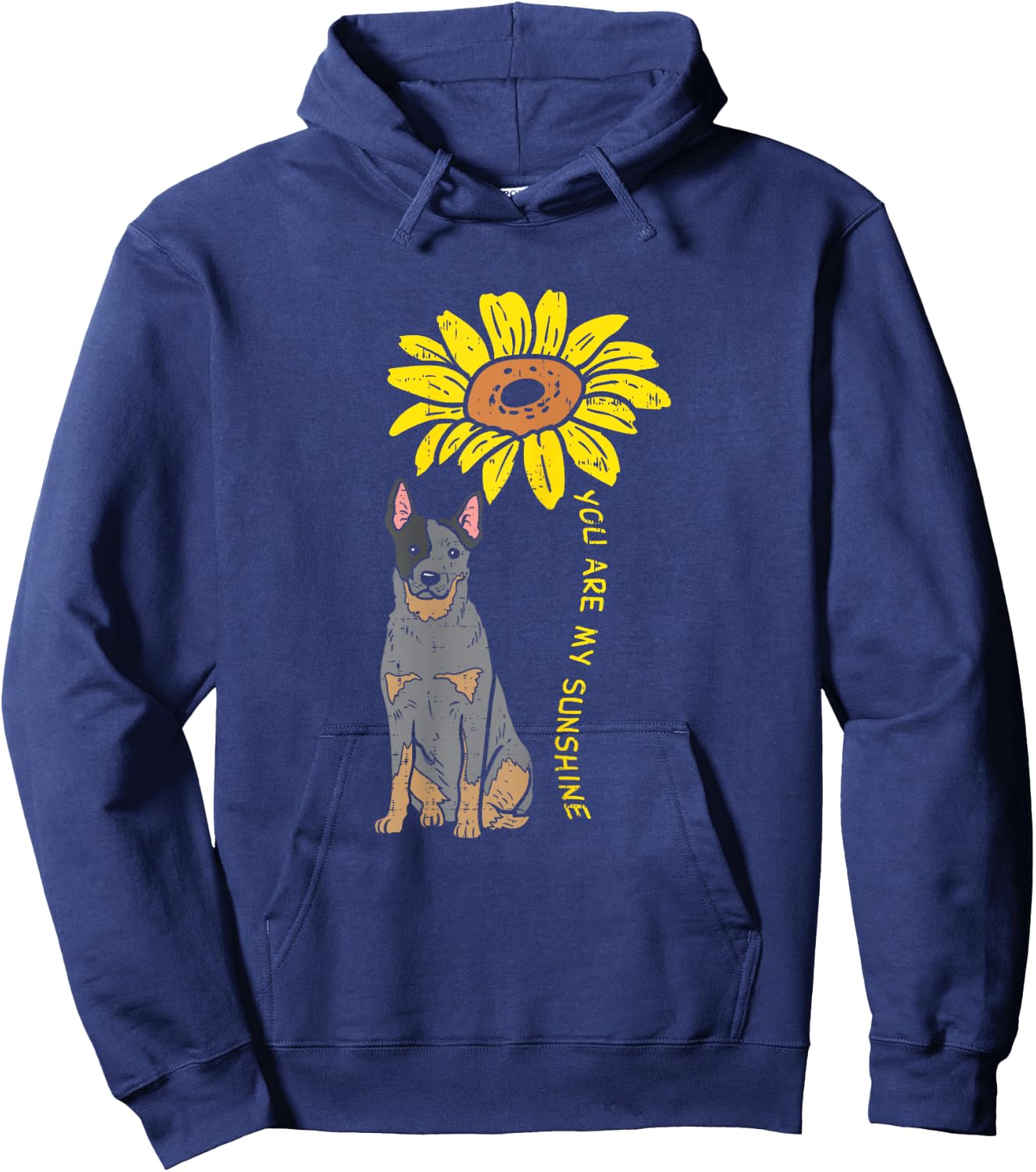 Sunflower Sunshine Heeler Animal Blue Red Cattle Dog Gift Women Girls Kids Hoodie - Hoodie | Navy