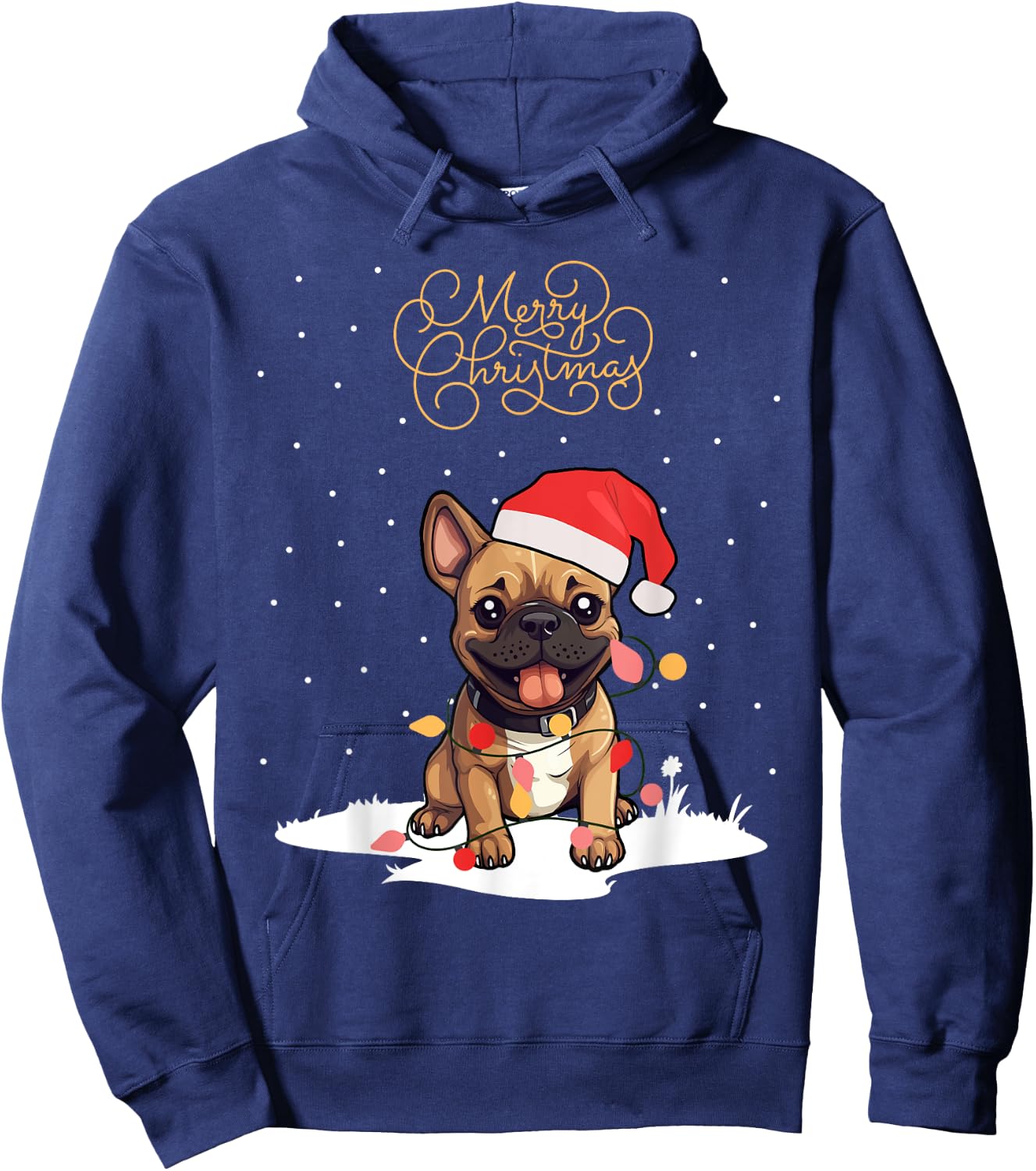 Santa Xmas Frenchie Merry Christmas French Bulldog Puppy Women Kids Hoodie - Hoodie | Navy