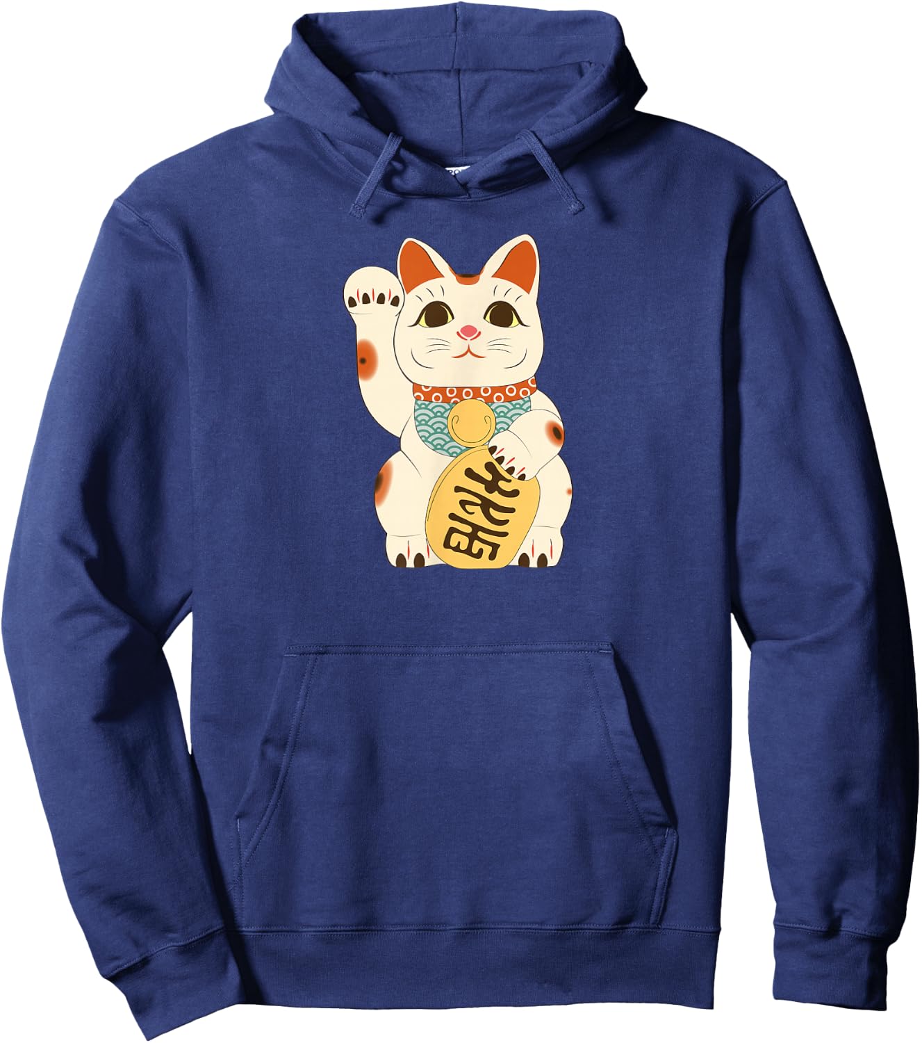 Japanese Lucky Cat Maneki Neko Japanese Fortune Neko Cat Hoodie - Hoodie | Navy