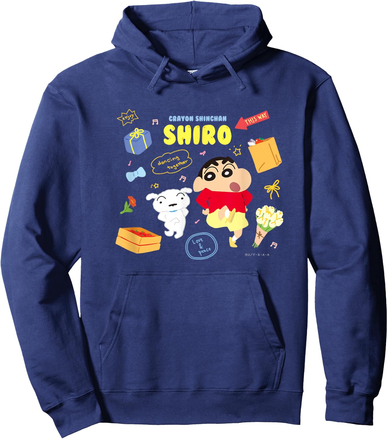Crayon Shin-chan happy!Shiro Dance together Hoodie - Hoodie | Navy