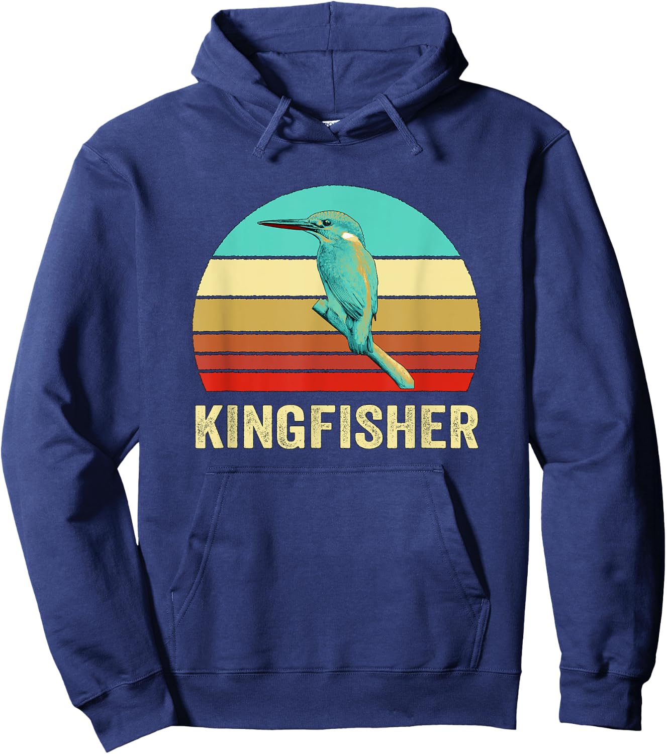 Vintage Retro Style Sunset Kingfisher Hoodie - Hoodie | Navy