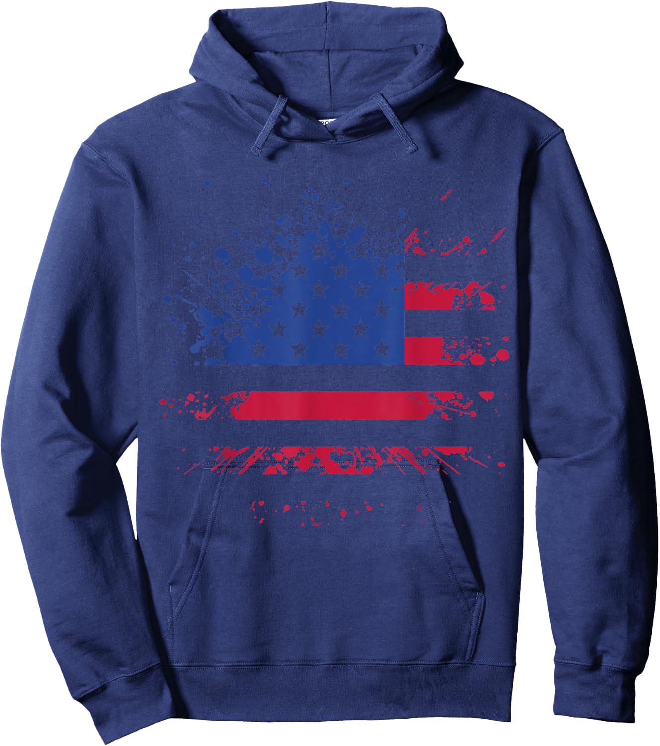 Abstract Patriotic American Flag Grunge Splatter Graphic Women Kids Men Hoodie - Hoodie | Navy