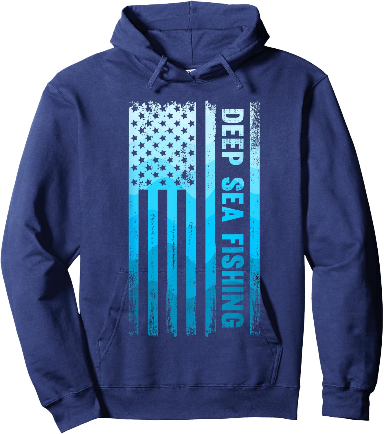 Deep Sea Fishing USA Flag Deep Sea Fishing Rod Man Saltwater Hoodie - Hoodie | Navy