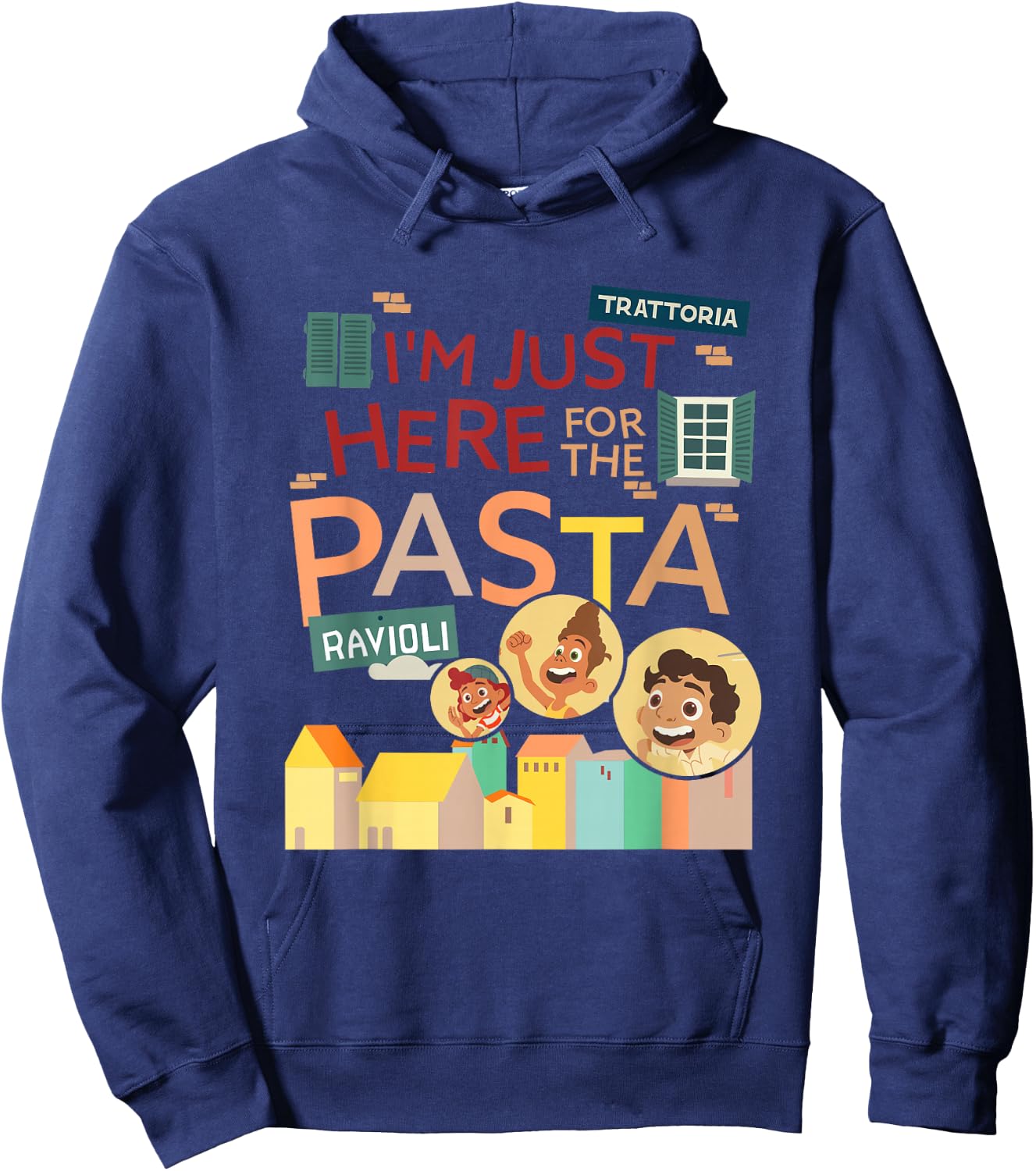 Disney Pixar Luca I'm Just Here for The Pasta Small Hoodie - Hoodie | Navy