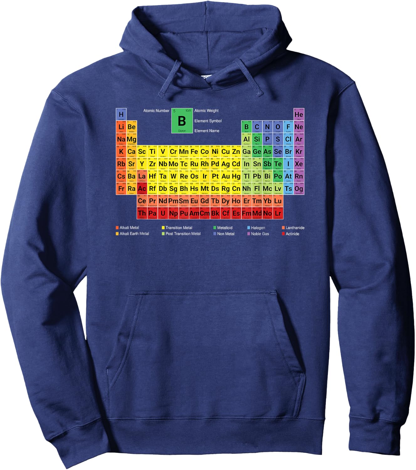 Full Periodic Table of Elements with Description Hoodie - Hoodie | Navy
