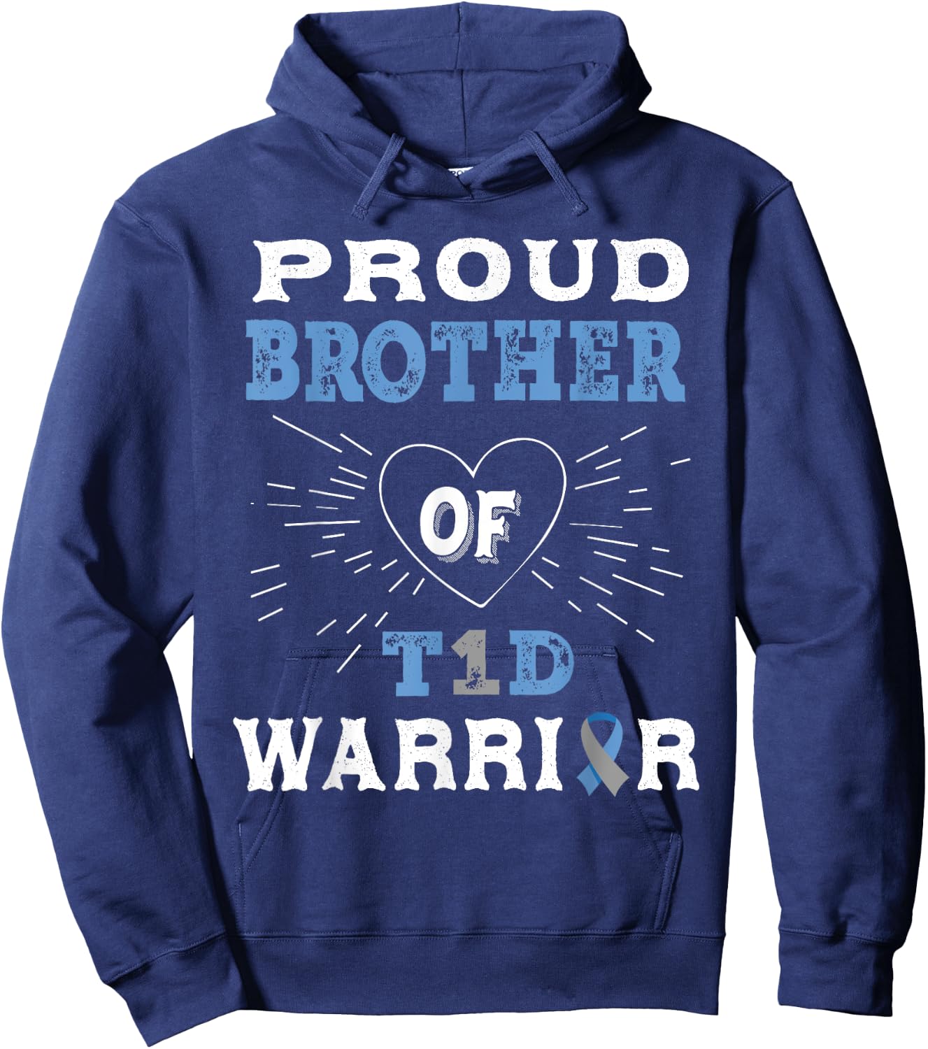 T1D Proud Brother Diabetes Awareness Type 1 Insulin Pancreas Hoodie - Hoodie | Navy