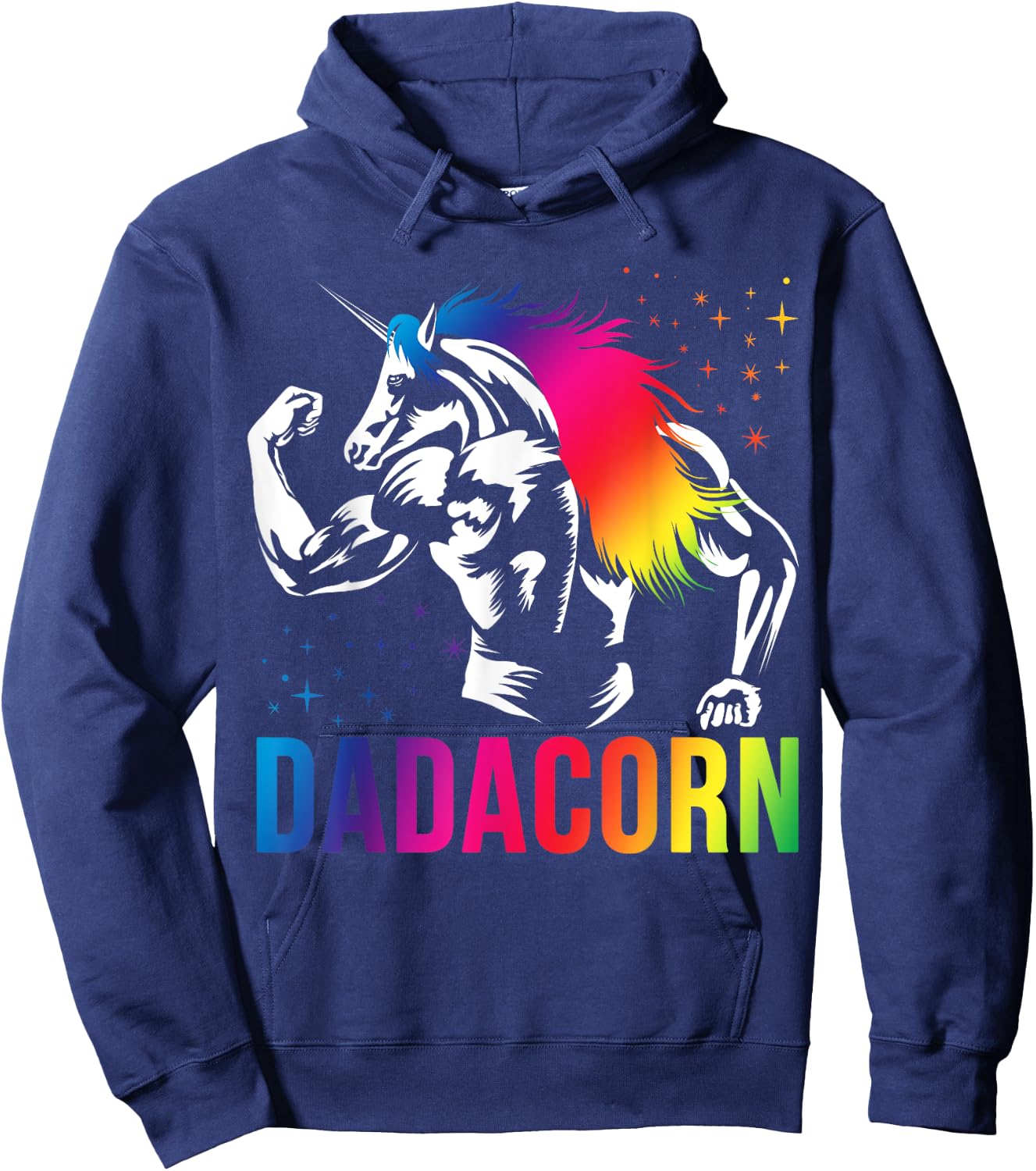 Dadacorn Muscle Fathers Day Joke Daddy Unicorn , Black, Small Hoodie - Hoodie | Navy