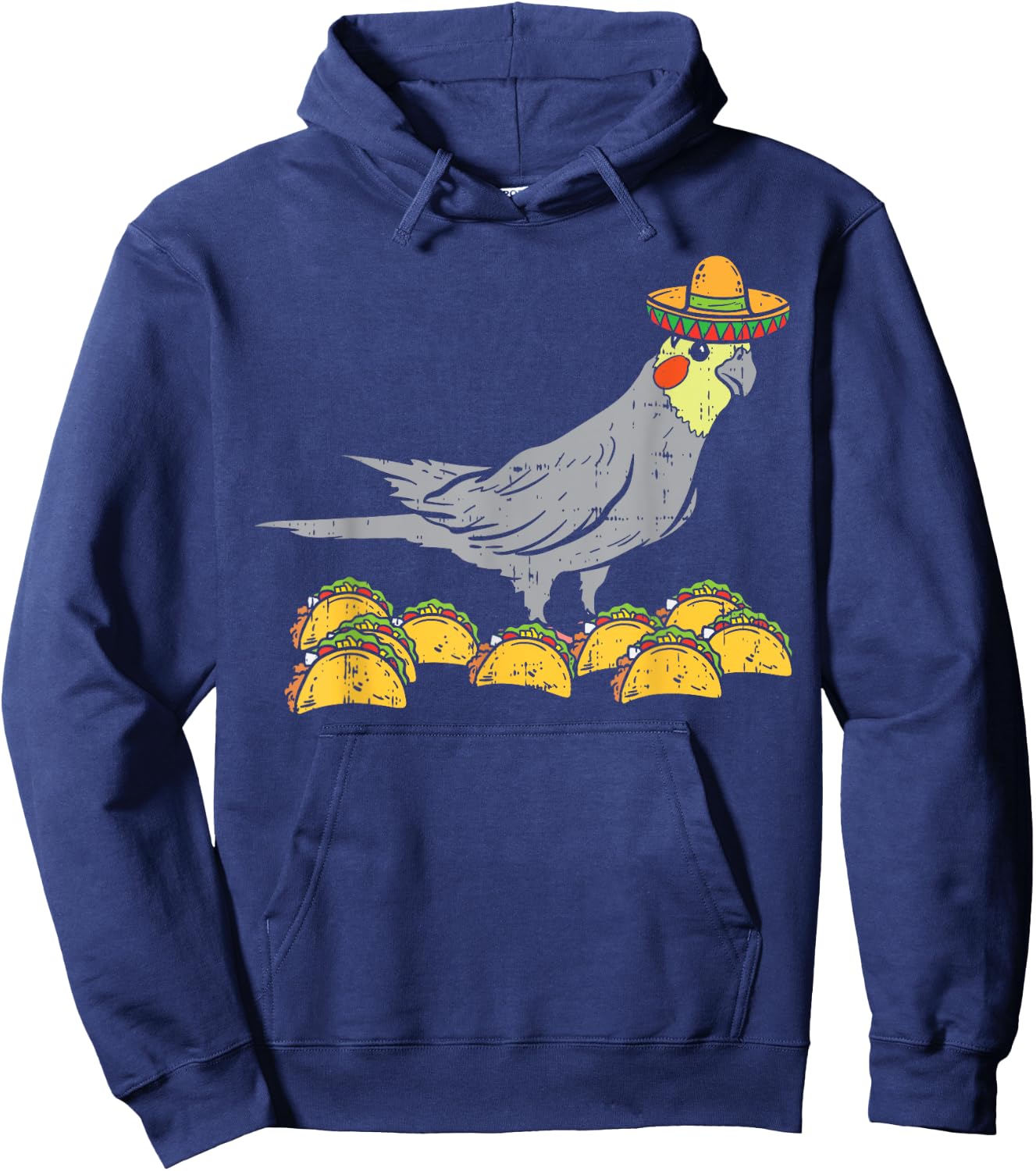 Cockatiel Bird Sombrero Tacos Cinco De Mayo Mexican Hoodie - Hoodie | Navy