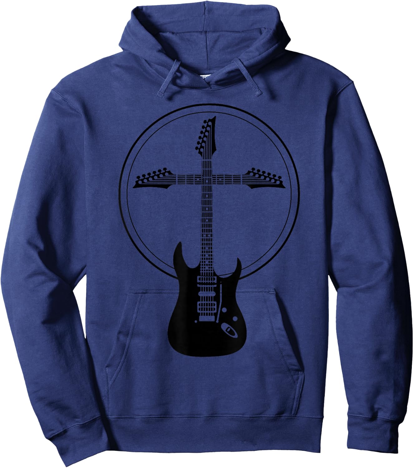 Cool Christian Guitar Cross | Funny Musician Guitarist Gift Hoodie - Hoodie | Navy