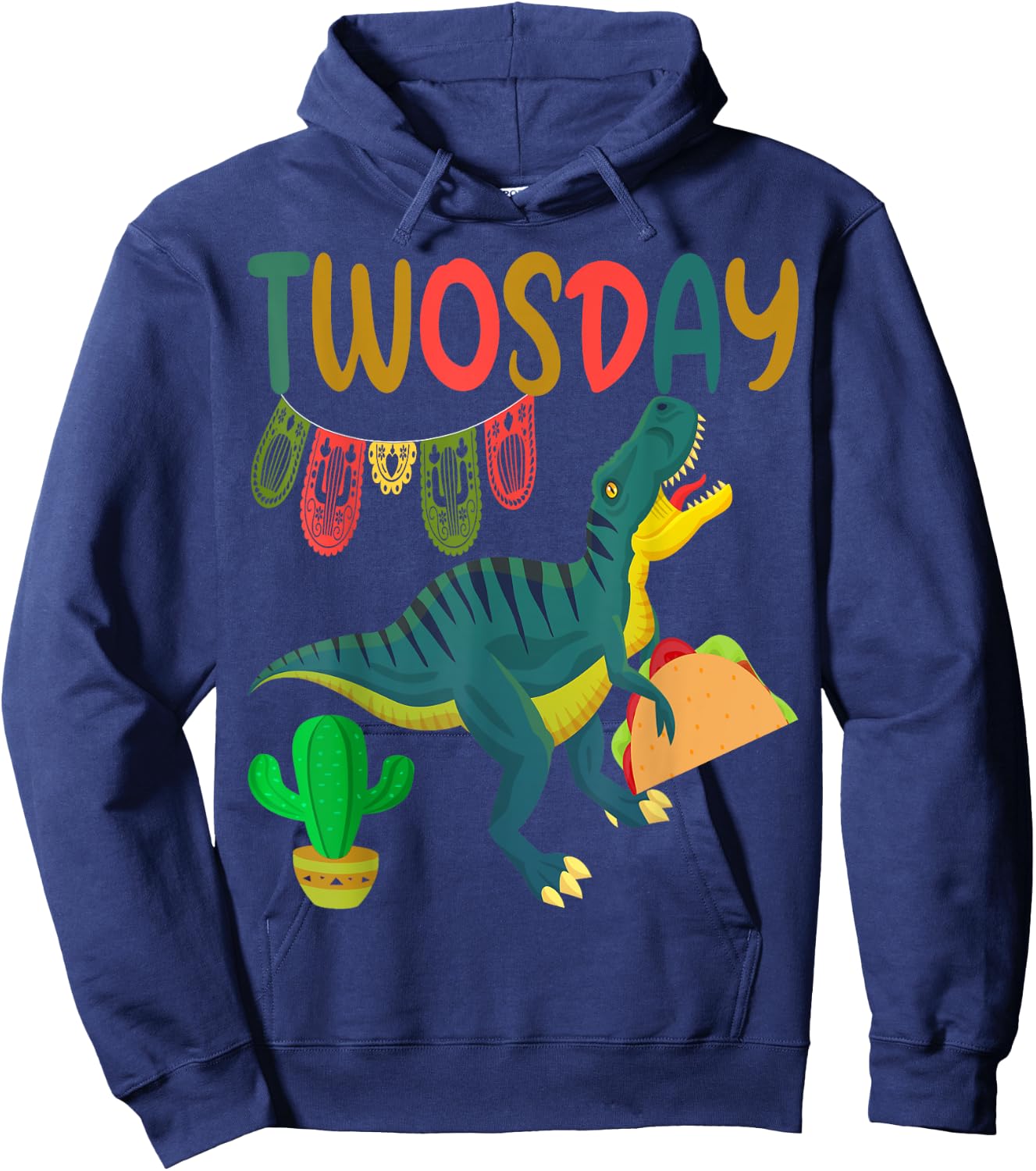 Taco Twosday Toddler Dinosaur 2nd Birthday Cinco De Mayo Hoodie - Hoodie | Navy