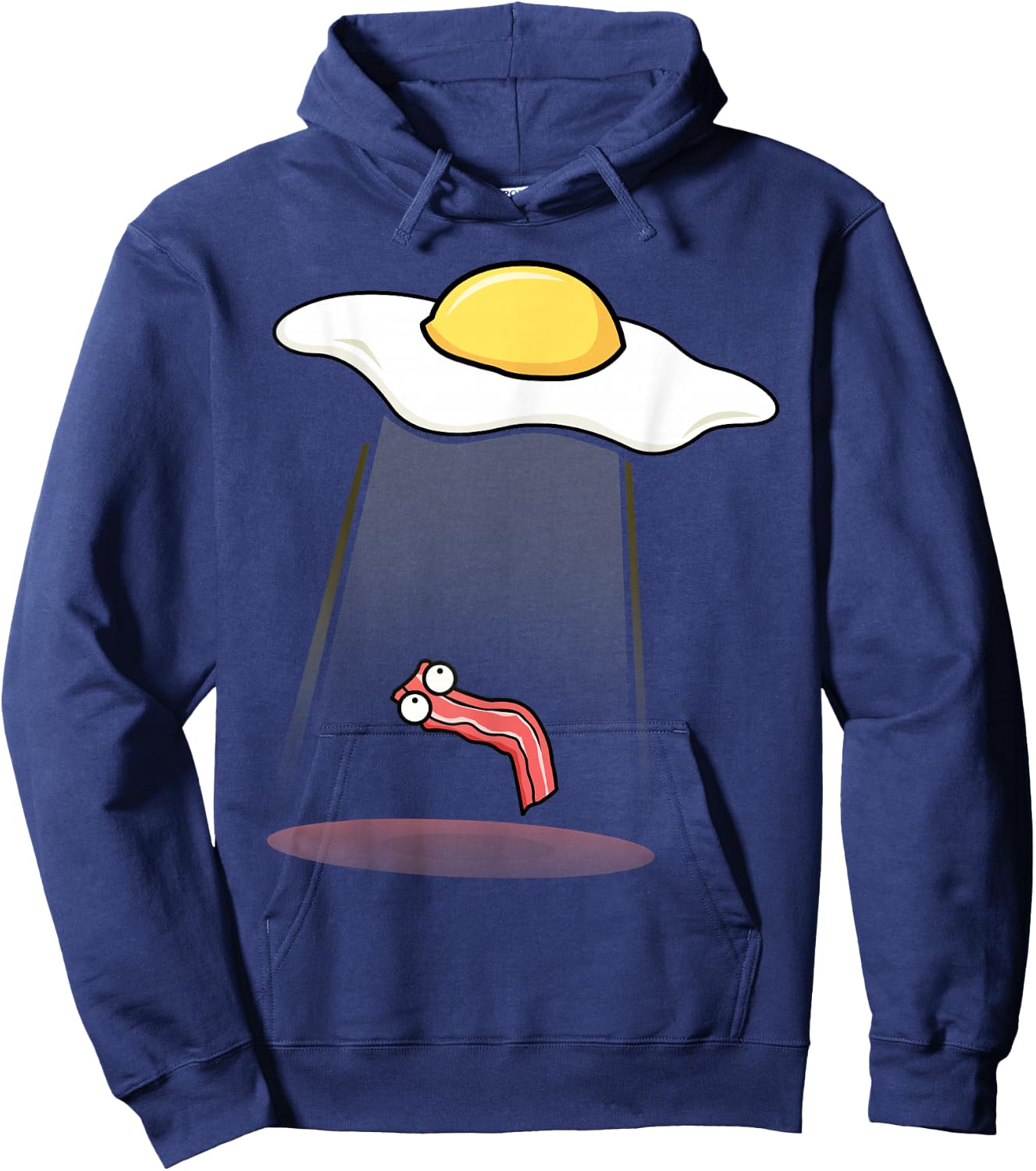 Bacon Kidnapping Bacon Funny Alien UFO Breakfast Galaxy Hoodie - Hoodie | Navy