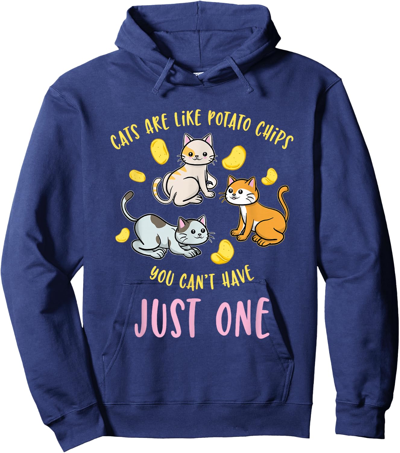 Cats Are Like Potato Chips Funny Cat Lover Gift Hoodie - Hoodie | Navy