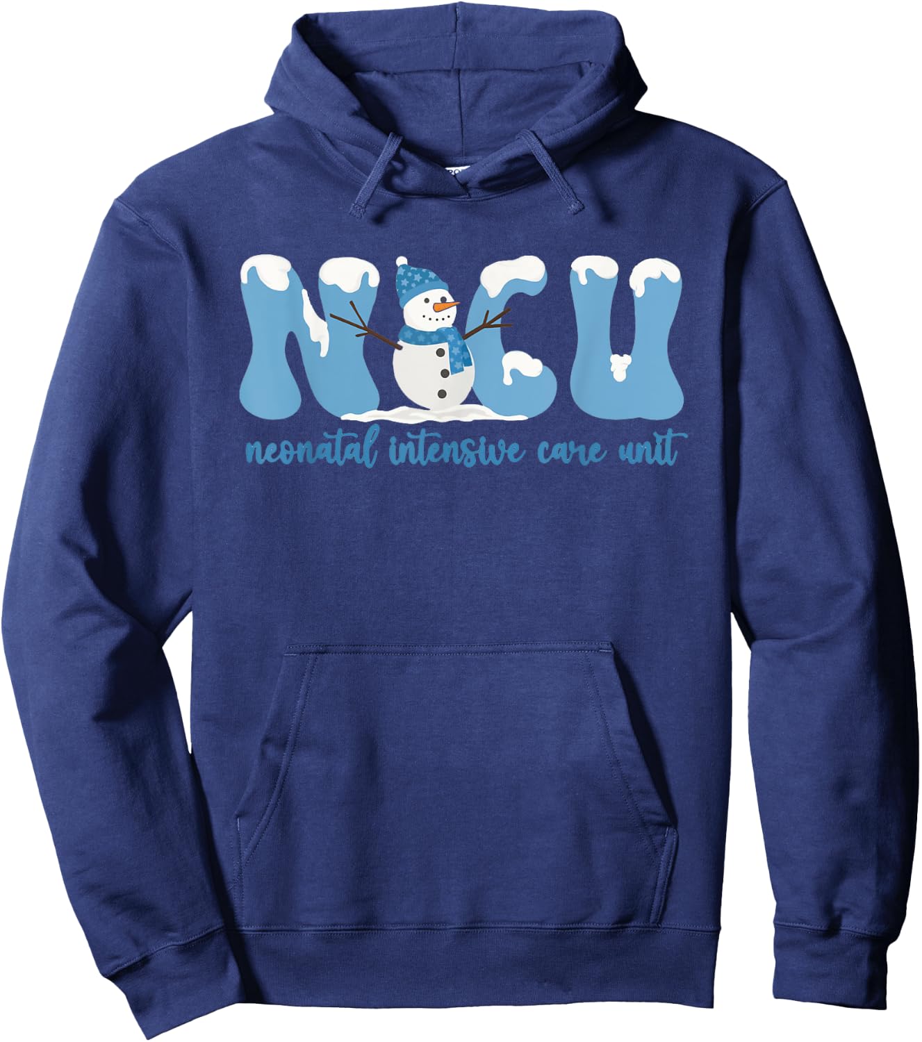 Winter NICU Nurse Xmas Snowman Neonatal Intensive Care Unit Hoodie - Hoodie | Navy