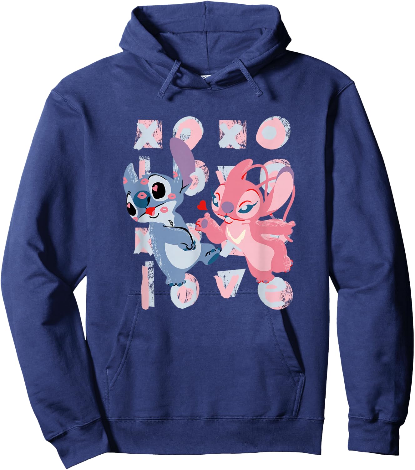 Disney Lilo & Stitch Valentine's Day XOXO Stitch & Angel Hoodie - Hoodie | Navy
