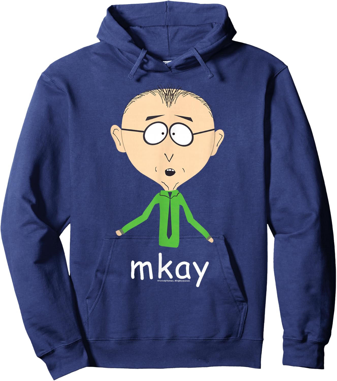 South Park Mr. Mackey Mkay Black - Classic Fit, , Adult, Short Sleeve Hoodie - Hoodie | Navy