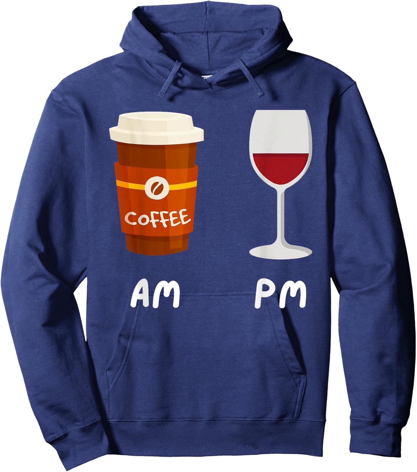 Am Coffee Pm Wine - Coffee Lover Caffeine Wine Drinker Hoodie - Hoodie | Navy