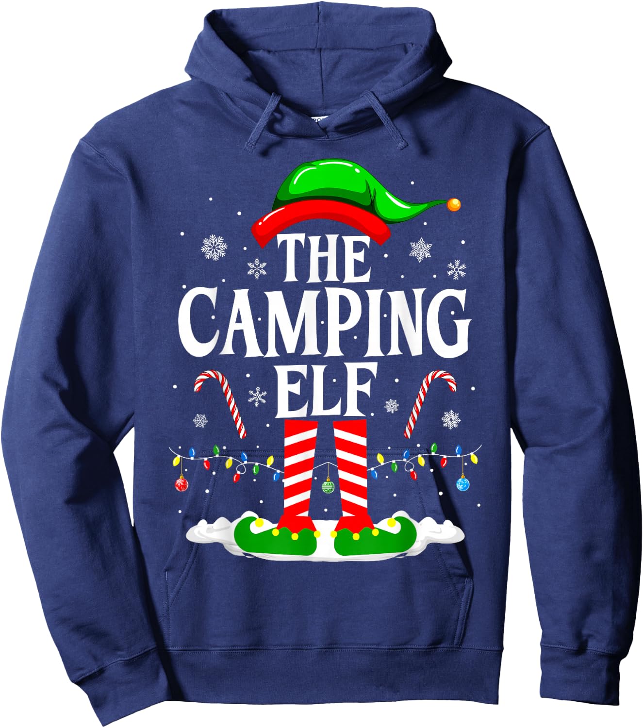 The Camping Elf Xmas Funny Matching Family Group Christmas Hoodie - Hoodie | Navy