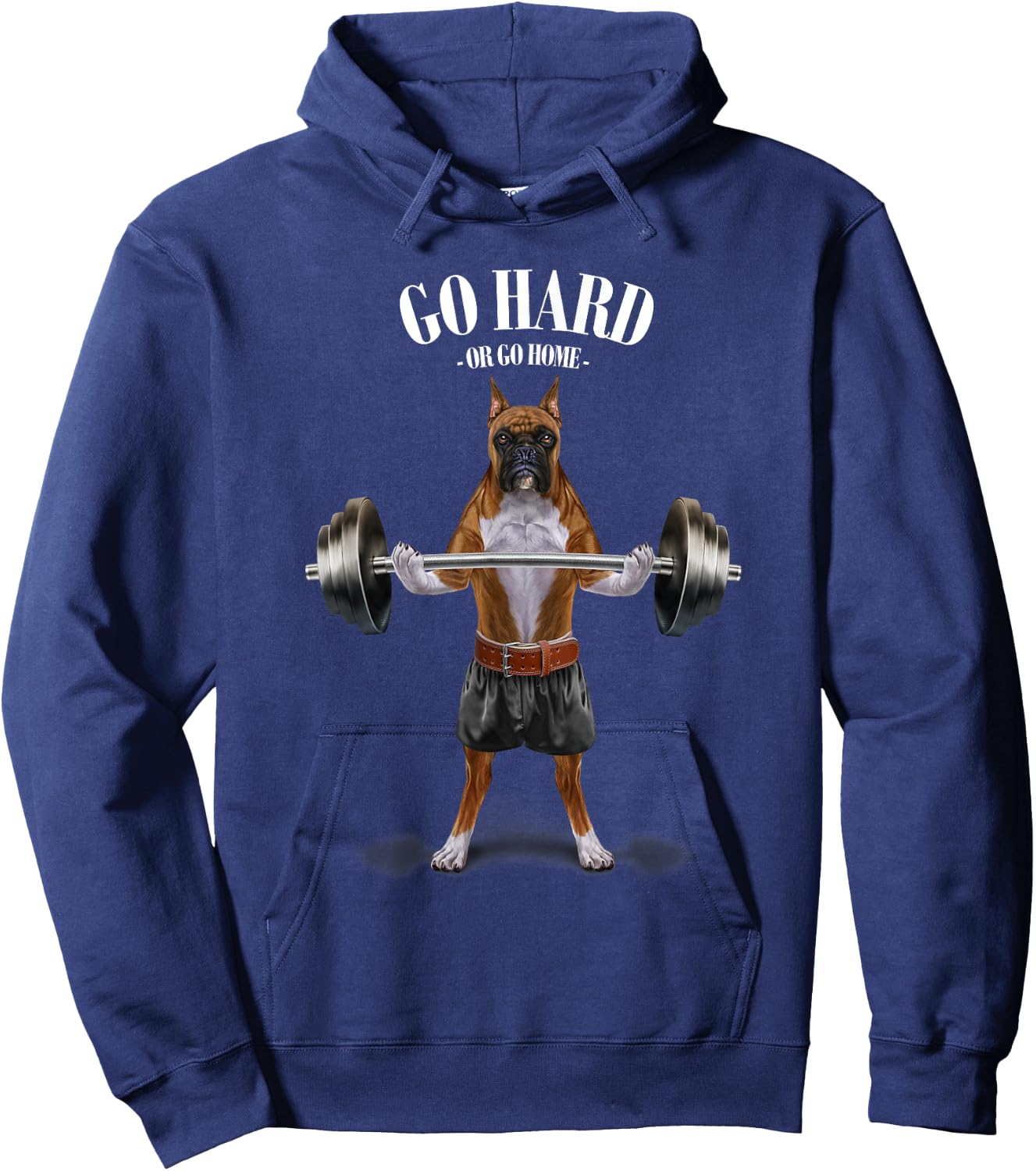 Boxer Dog Weightlifting in Fitness Gym Women Kids Hoodie - Hoodie | Navy