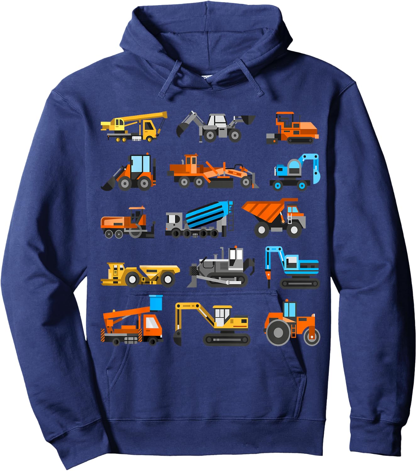 Kids Cute Construction Vehicles Excavator Boys Toddlers Hoodie - Hoodie | Navy