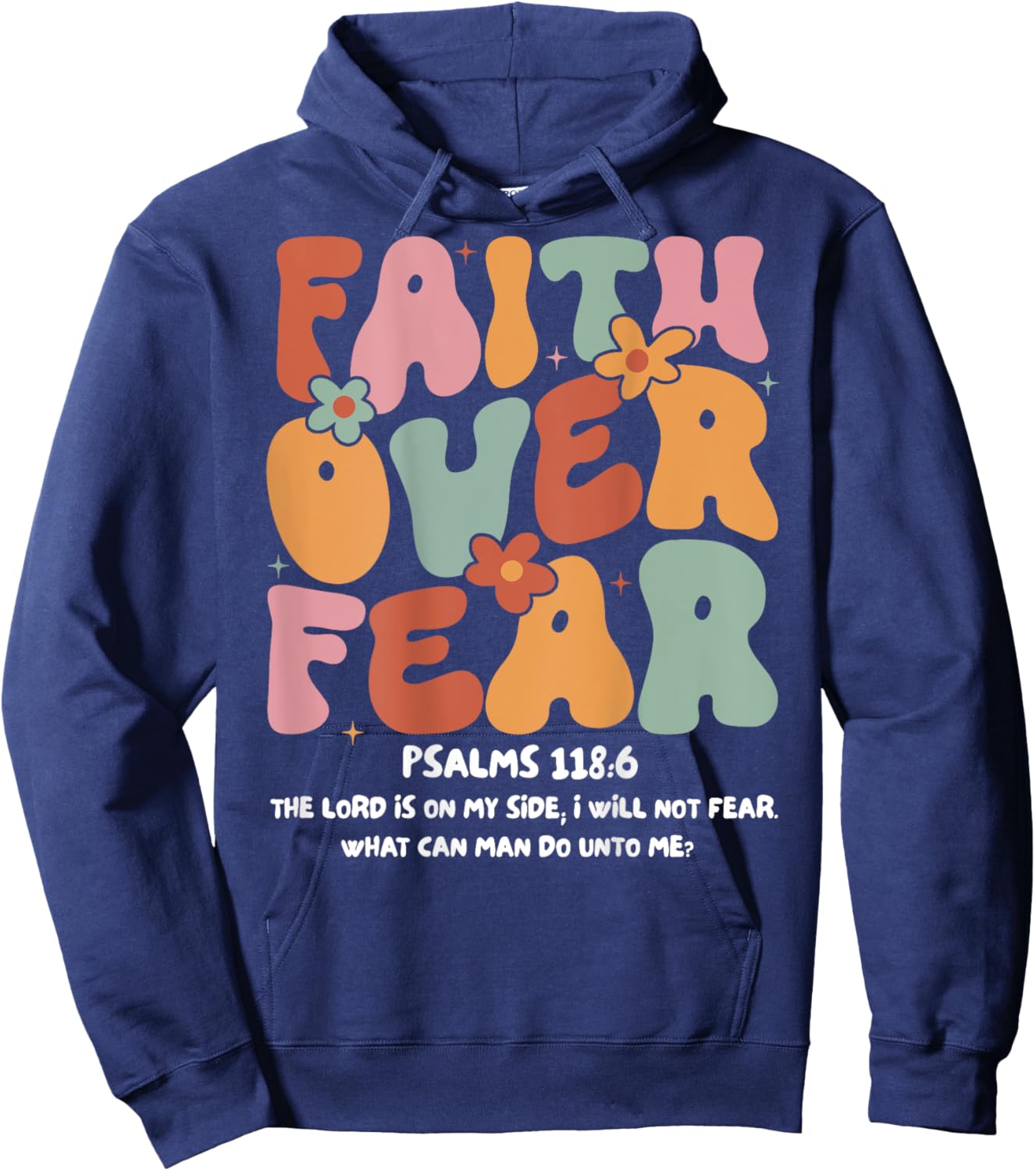 Faith Over Fear Christian Groovy Religious Men Women Kids Hoodie - Hoodie | Navy