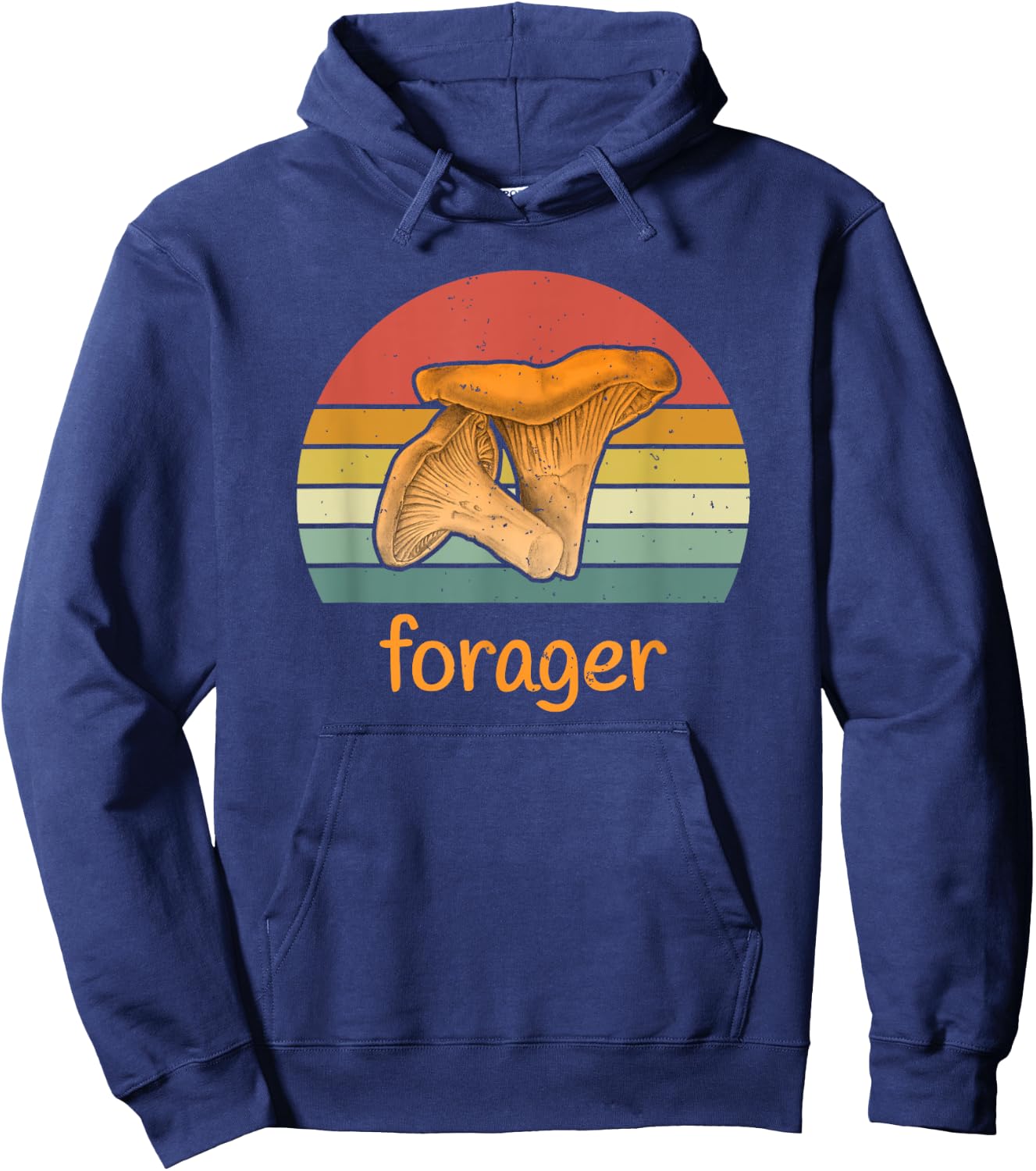Chanterelle Forager - Vintage style Wild Mushroom Hoodie - Hoodie | Navy