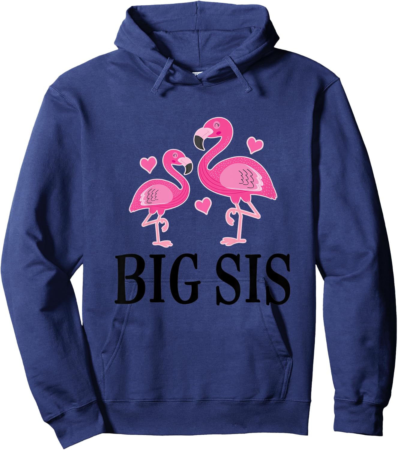 Kids Big Sis Announcement Flamingo Sister Hoodie - Hoodie | Navy