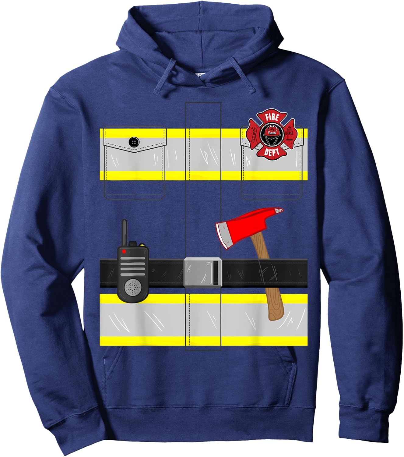 Kids Fireman Costume Gift Firefighter Costume Halloween Hoodie - Hoodie | Navy