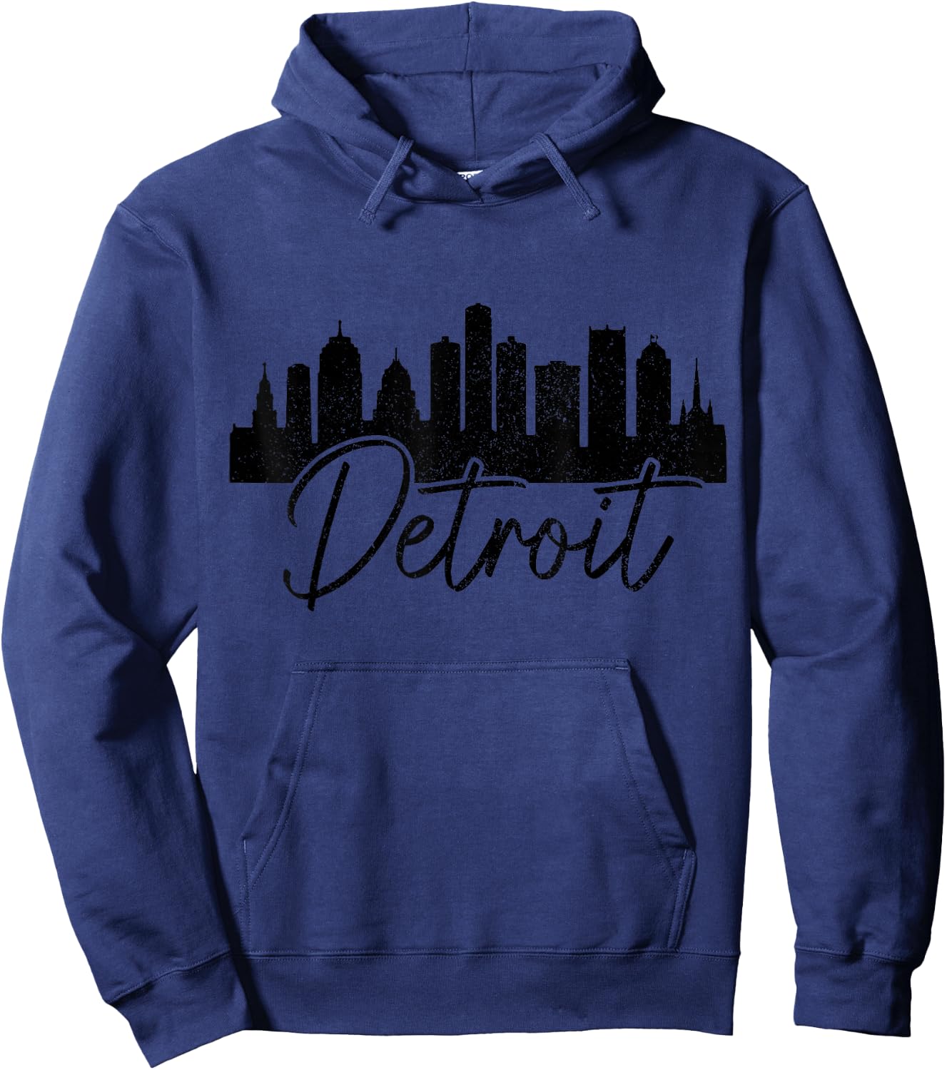 Detroit Skyline Michigan Vintage Pride 313 Hoodie - Hoodie | Navy