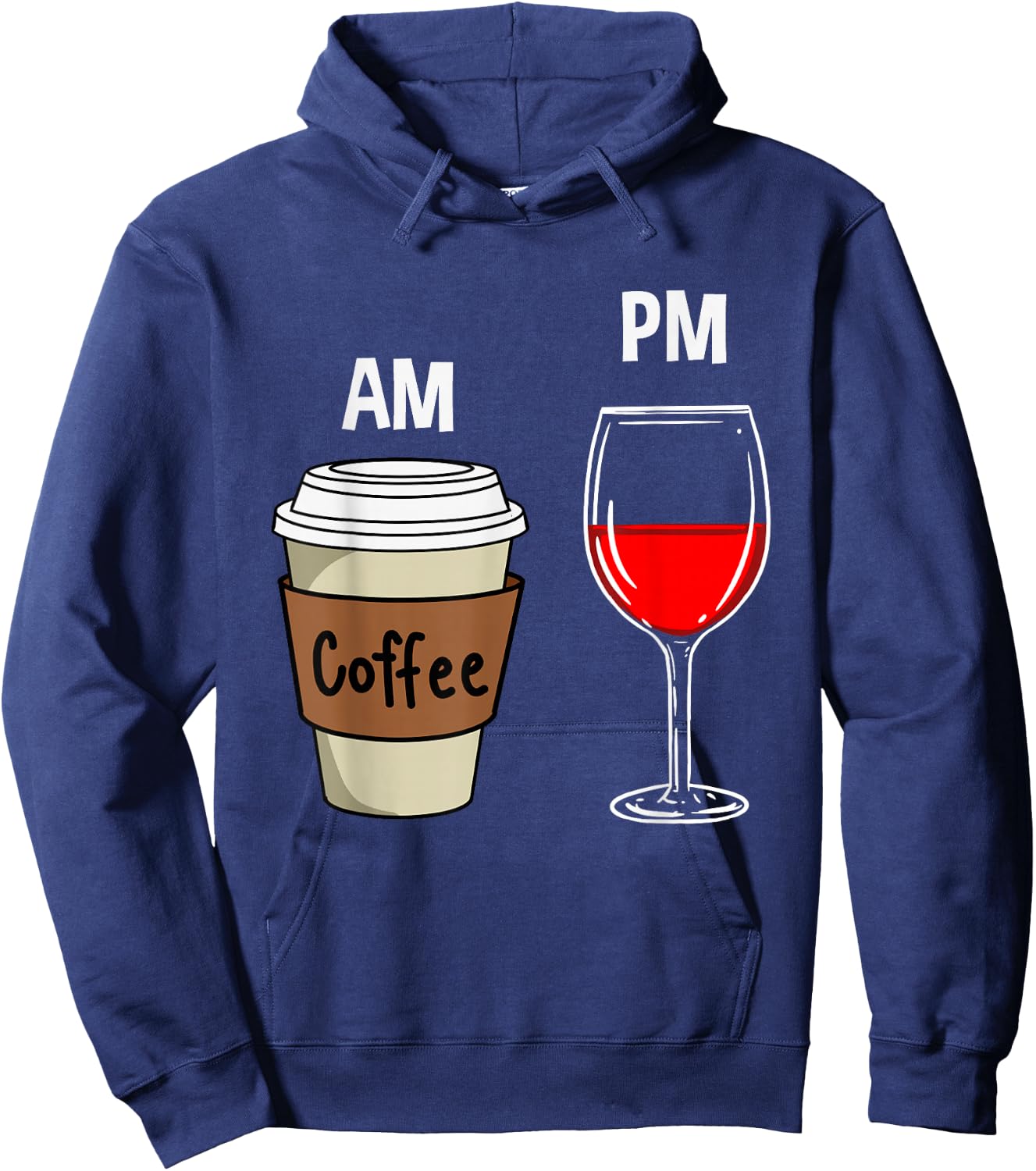 AM Coffee PM Wine Hoodie - Hoodie | Navy