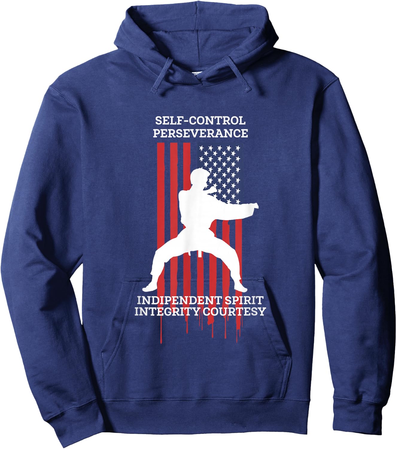 Taekwondo Tae Kwon Do Fighter USA Flag Hoodie - Hoodie | Navy