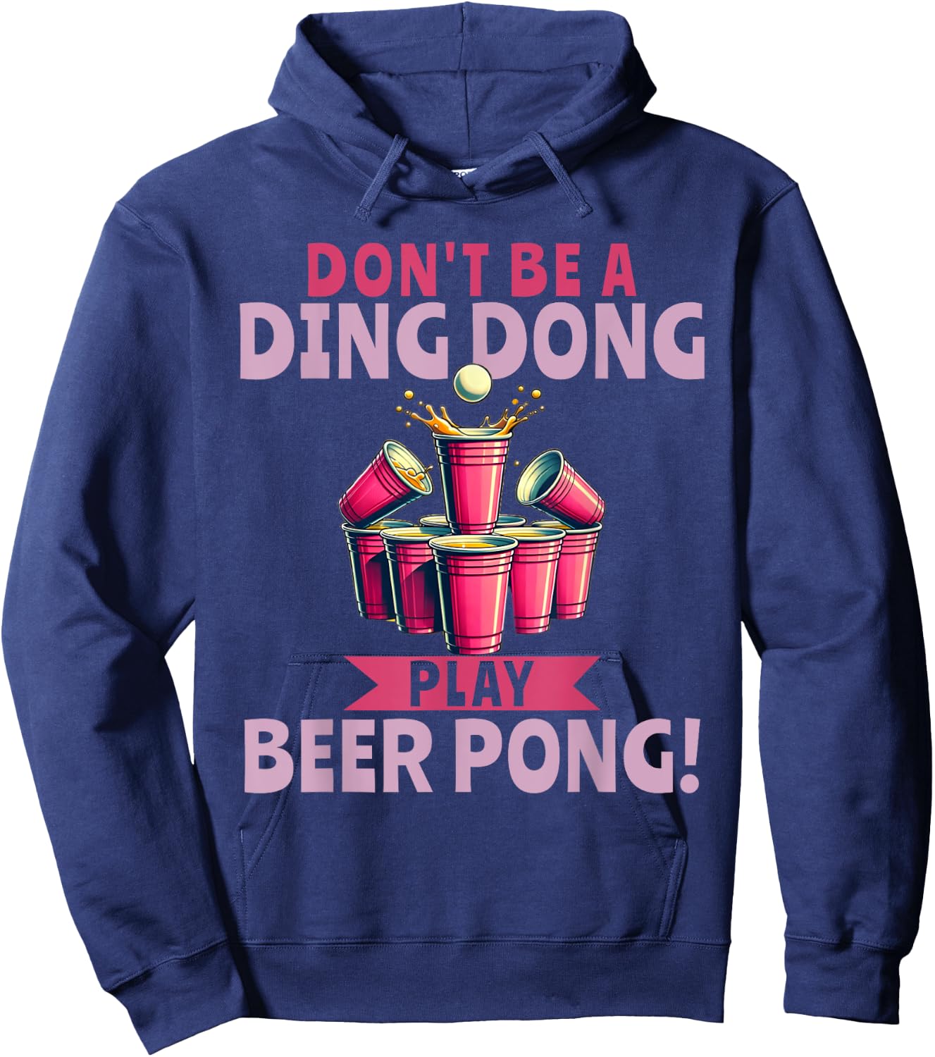 Beer Pong Drinking Student Party Ding Dong Hoodie - Hoodie | Navy